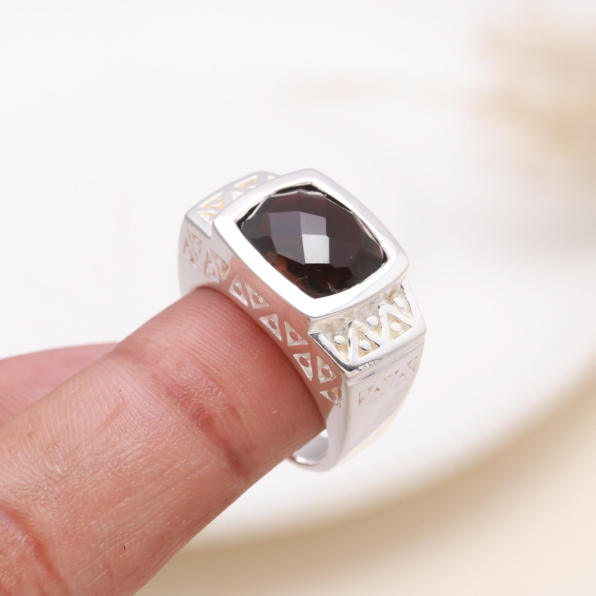 The Bronze Architect: Smoky Quartz Ring