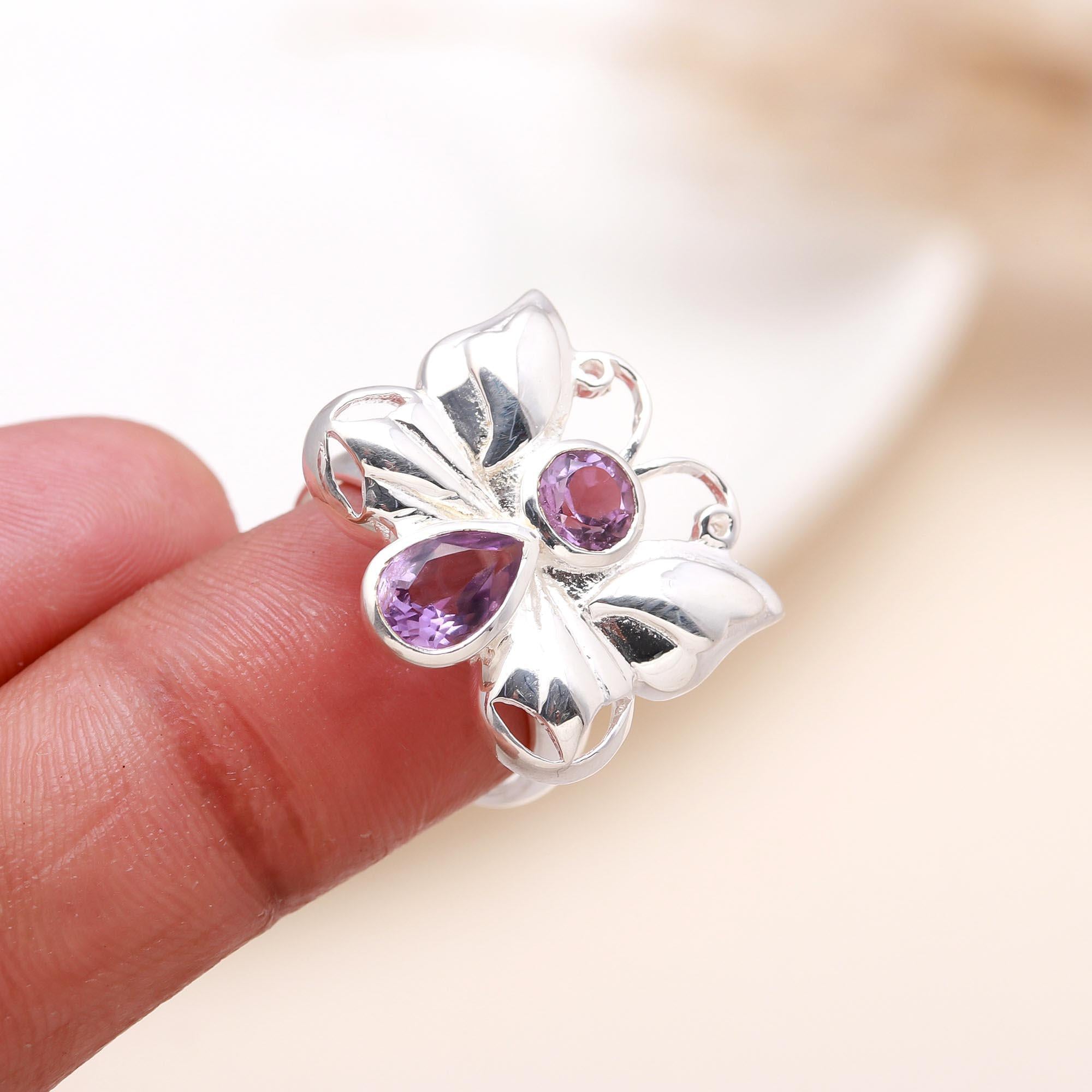 The Violet Wing: Amethyst Butterfly Ring