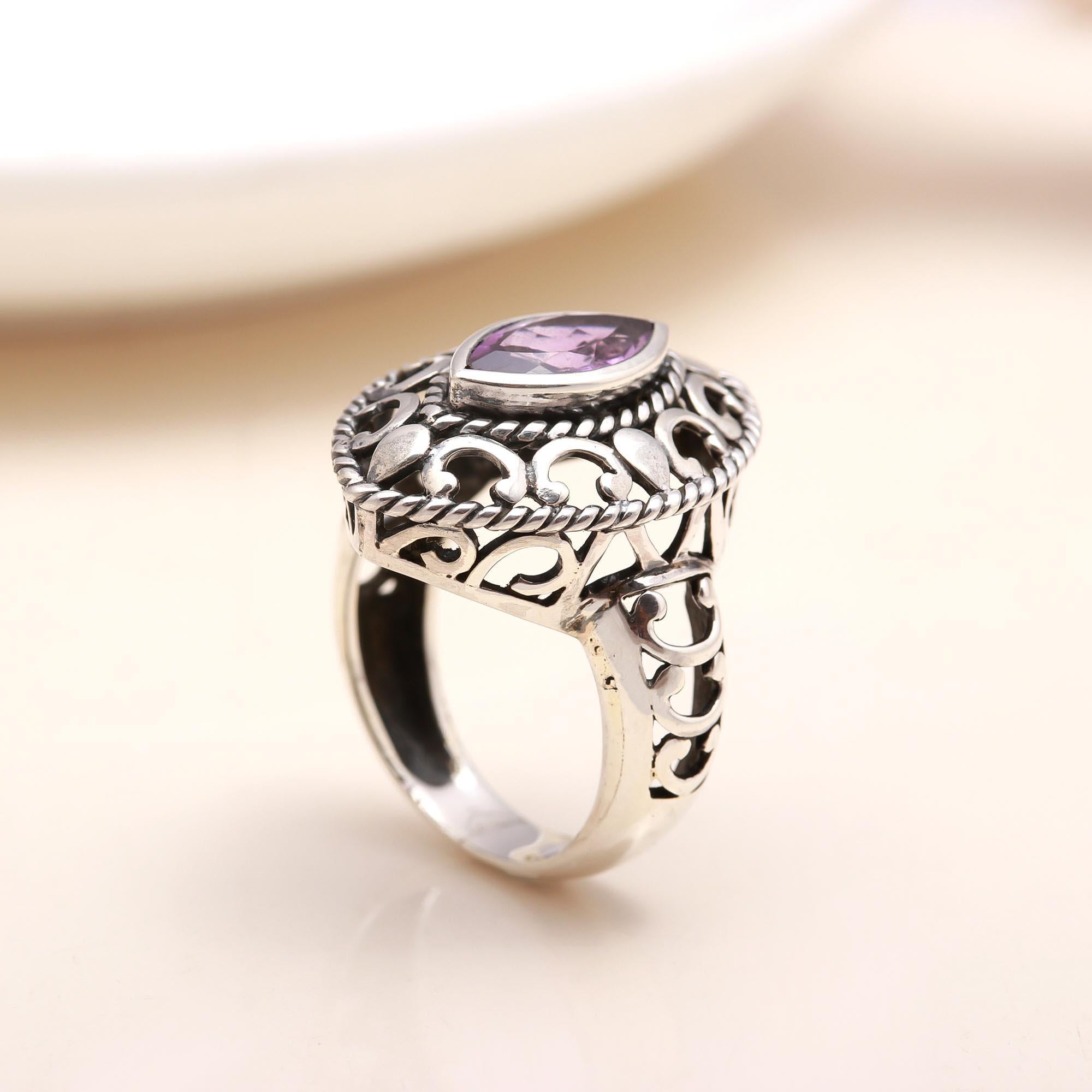 The Vintage Marquis: Amethyst Filigree Dome Ring