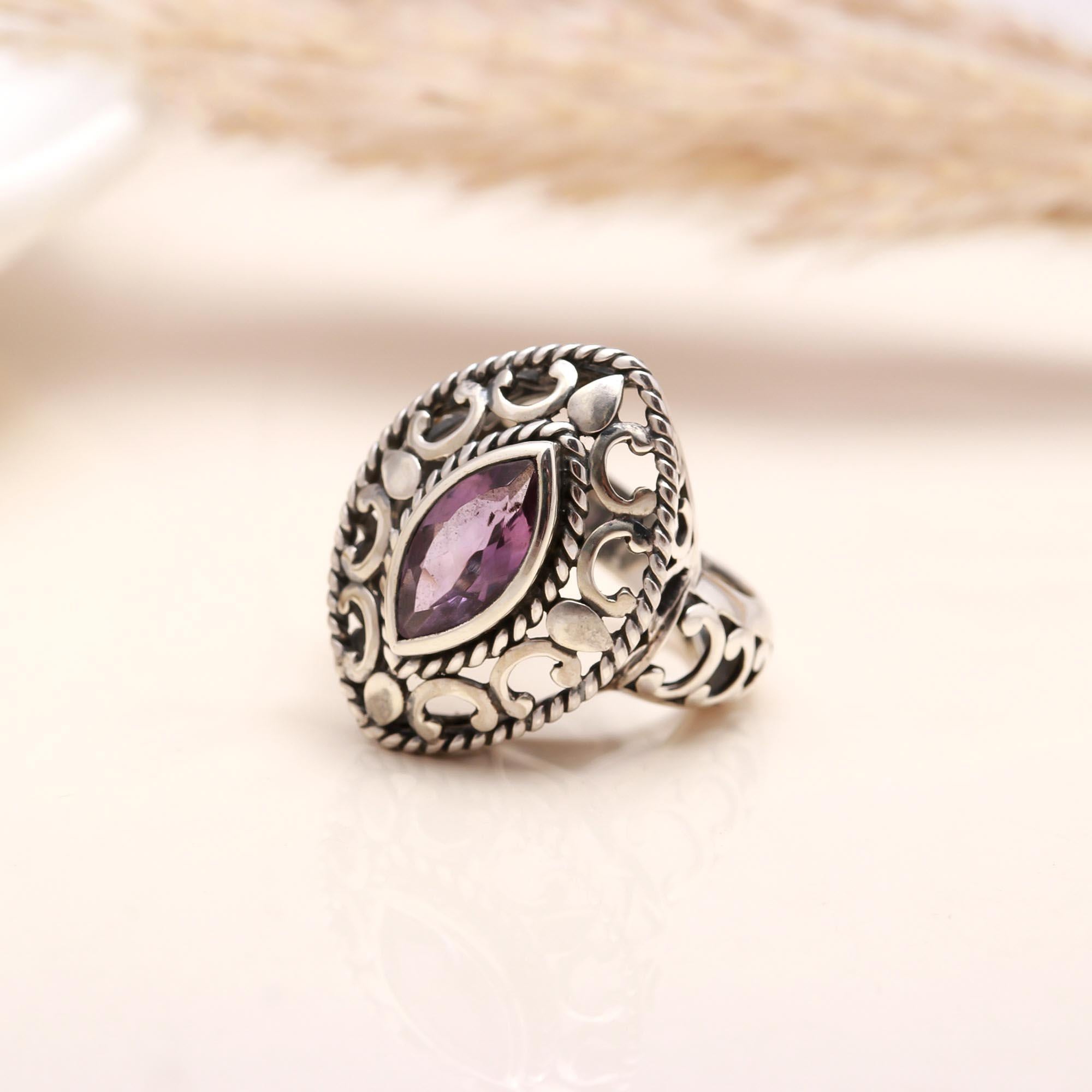 The Vintage Marquis: Amethyst Filigree Dome Ring