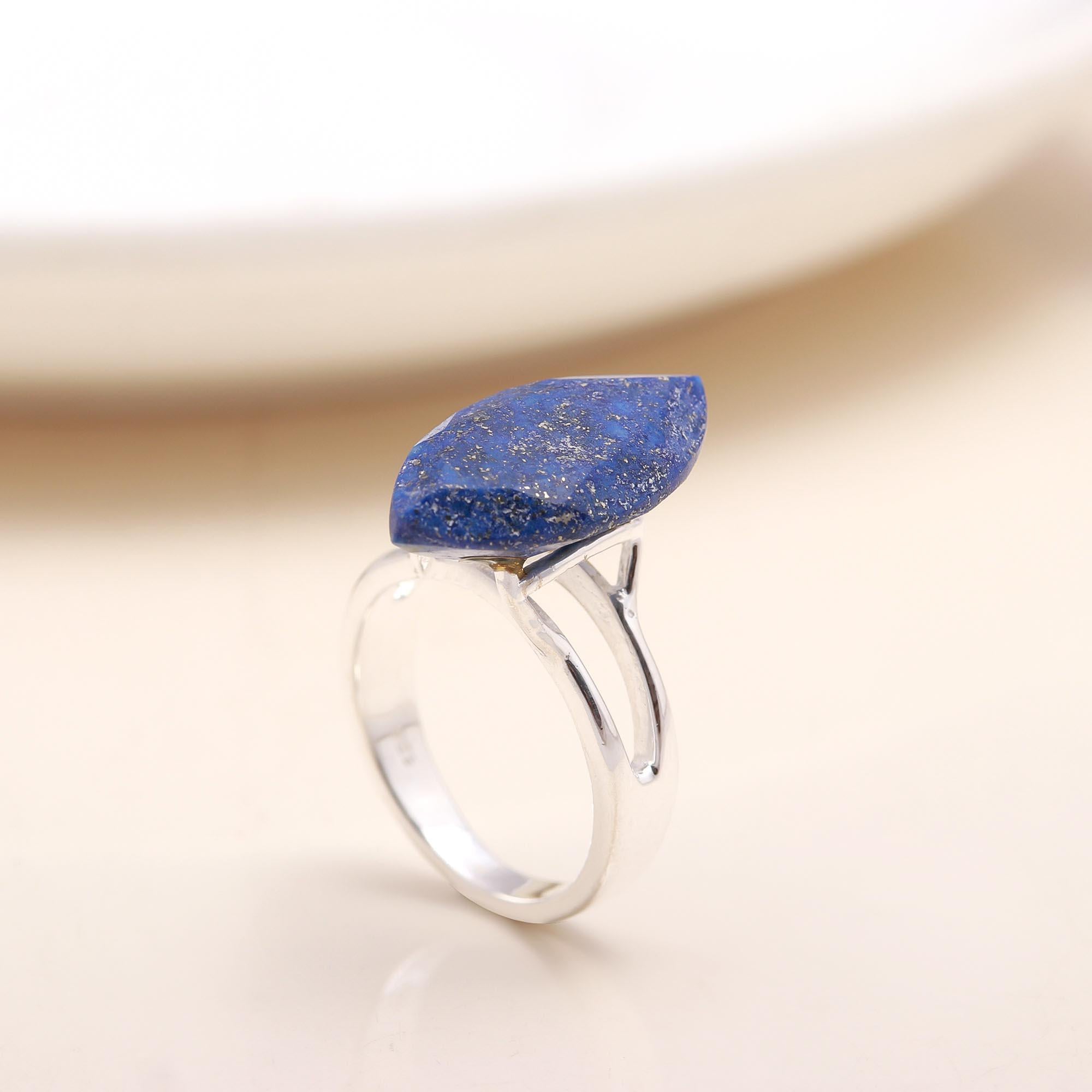 Lapis Lazuli Marquise: Modern Bridge Statement Ring