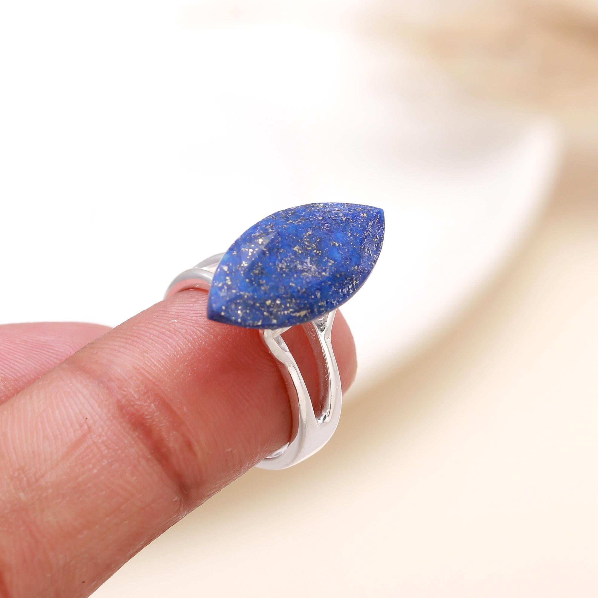 Lapis Lazuli Marquise: Modern Bridge Statement Ring