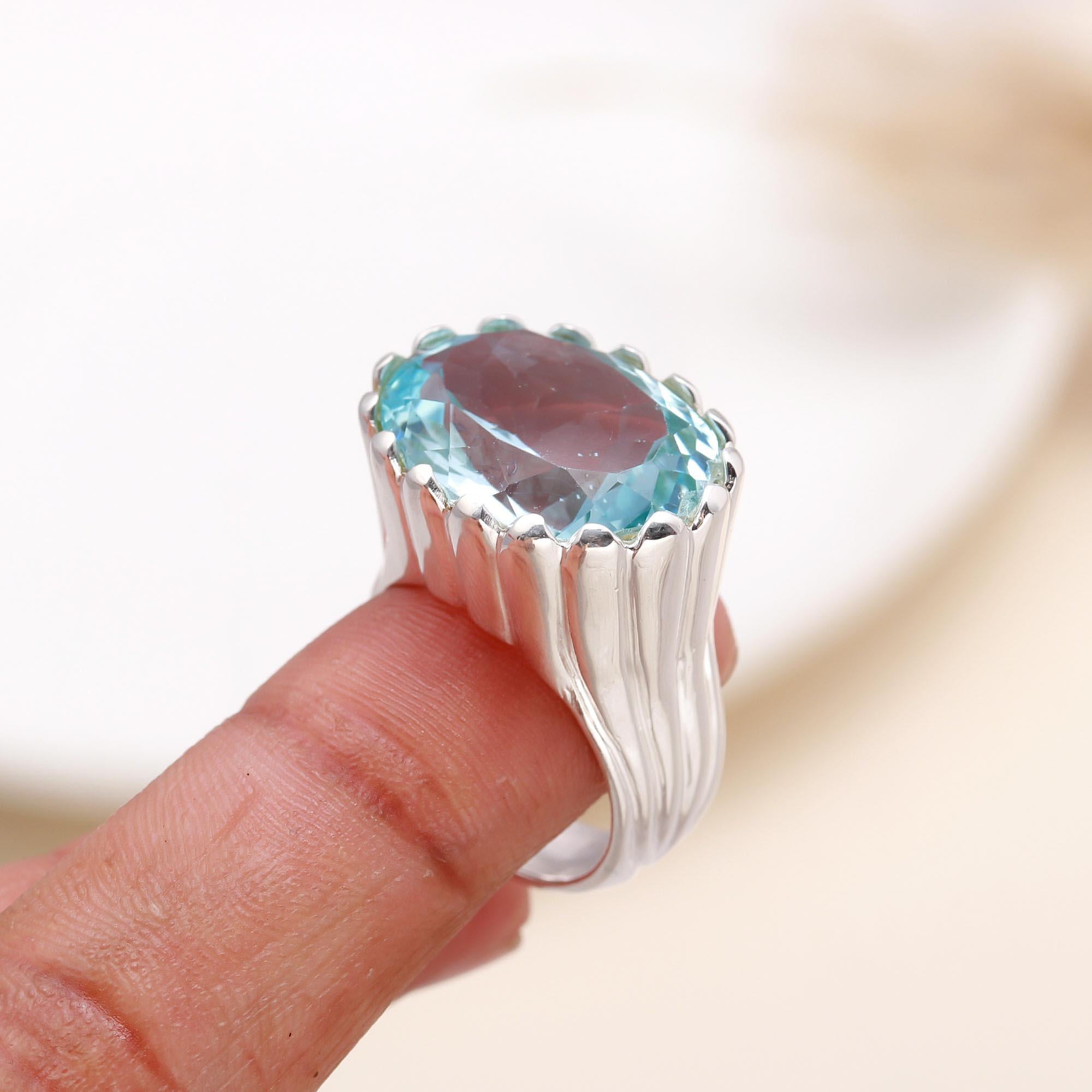 The Azure Sovereign: High Profile Fluted Ring