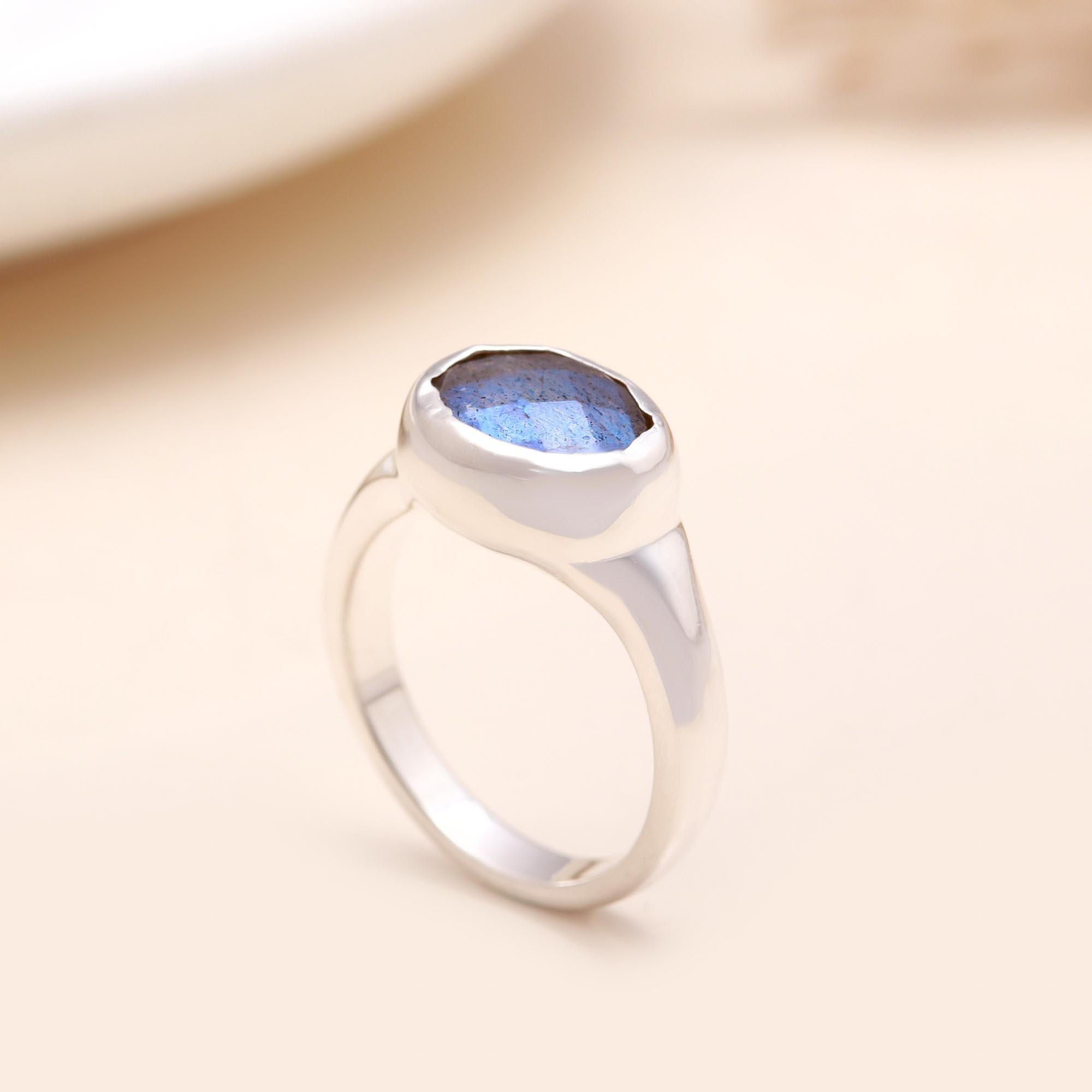 Oval Labradorite: Chunky East-West Setting Ring