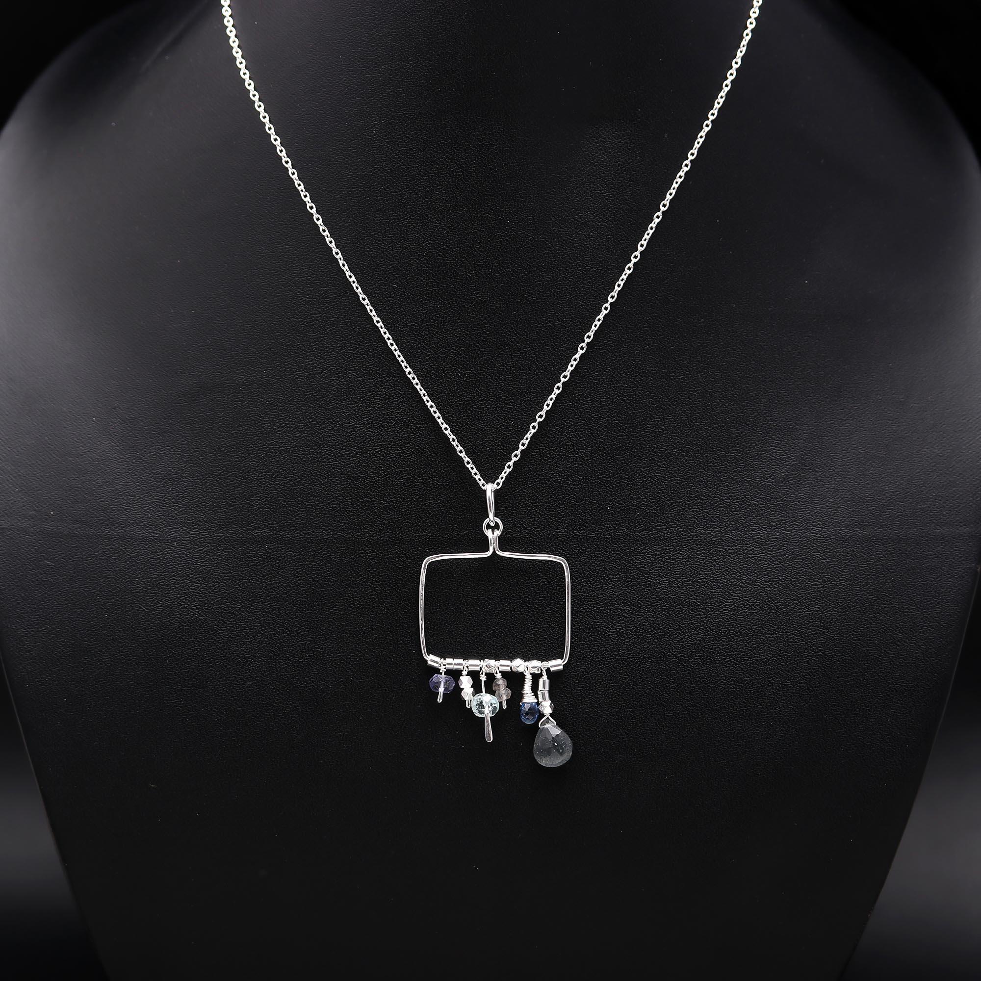 925 Silver Multi-Gemstone Pendant Necklace