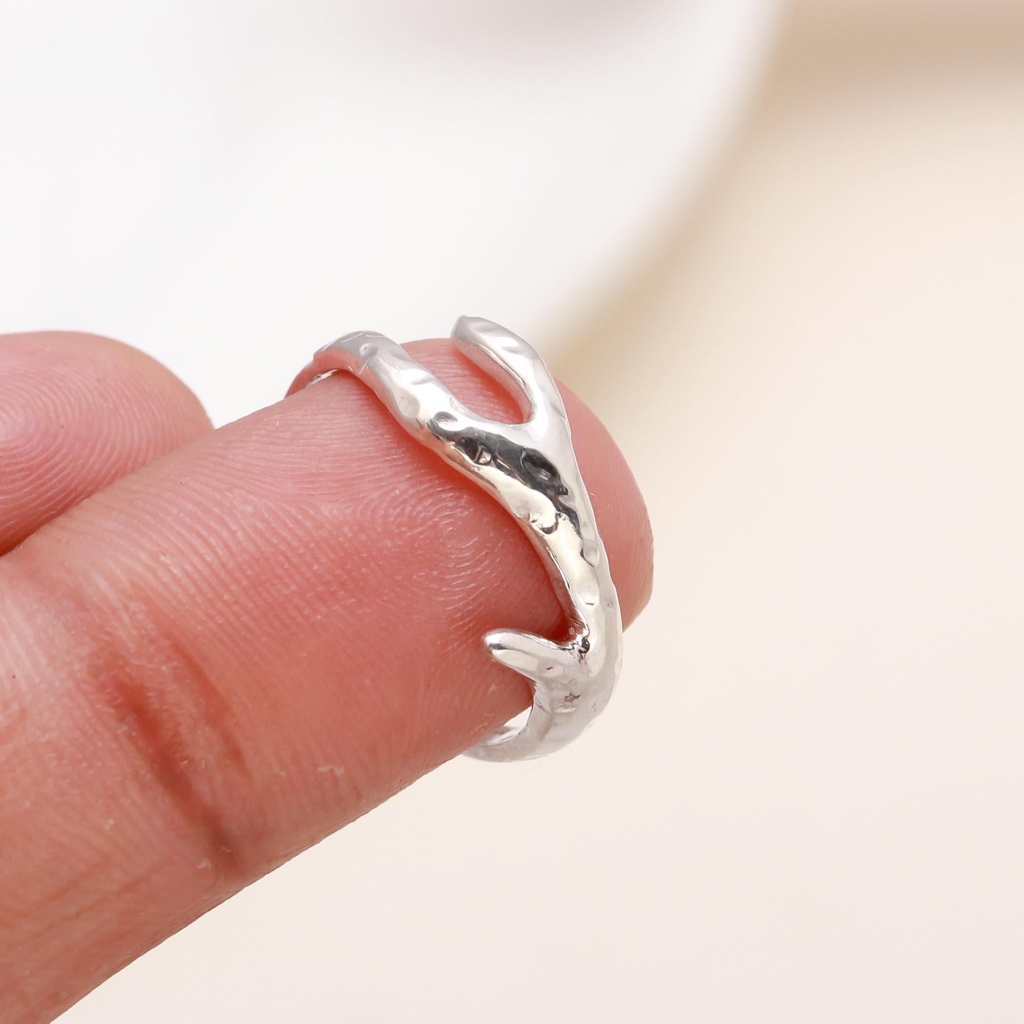 Freeform Silver: Organic Sculptural Open Ring