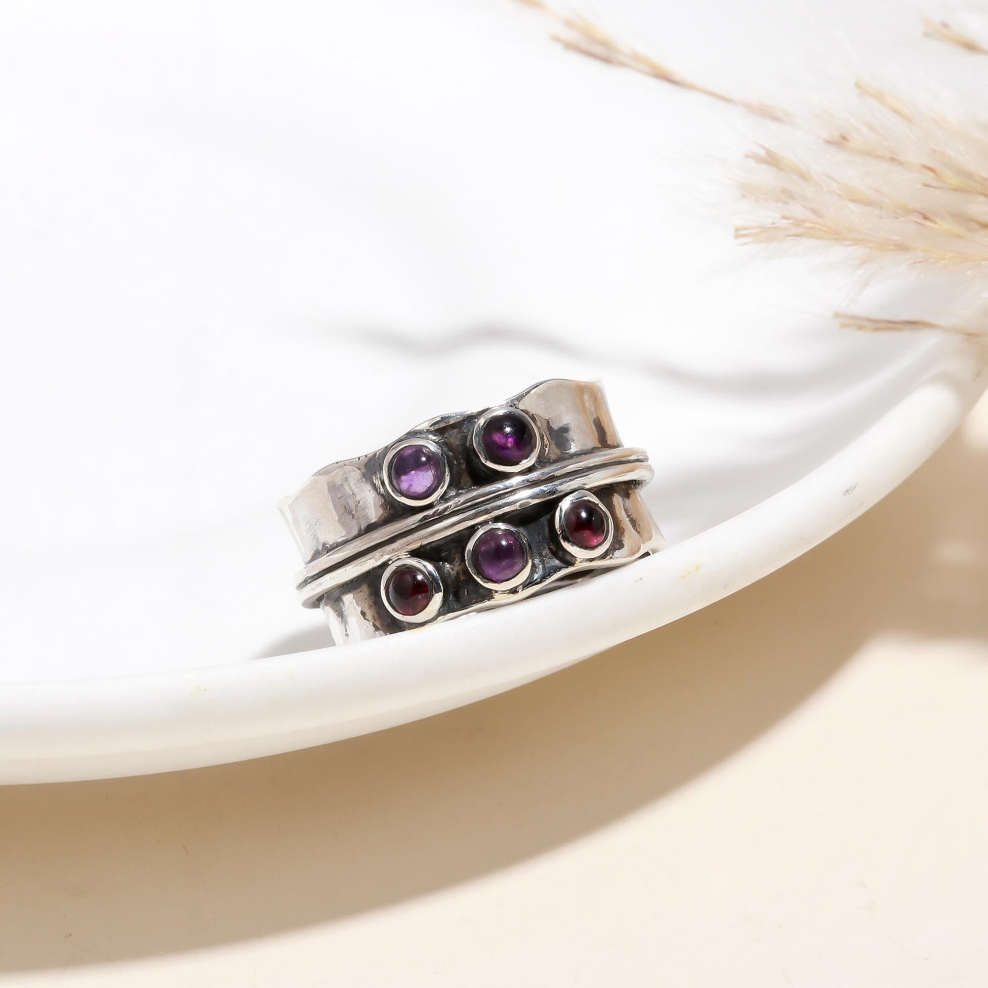 The Mystic Orbit: Wide Textured Spinner Ring