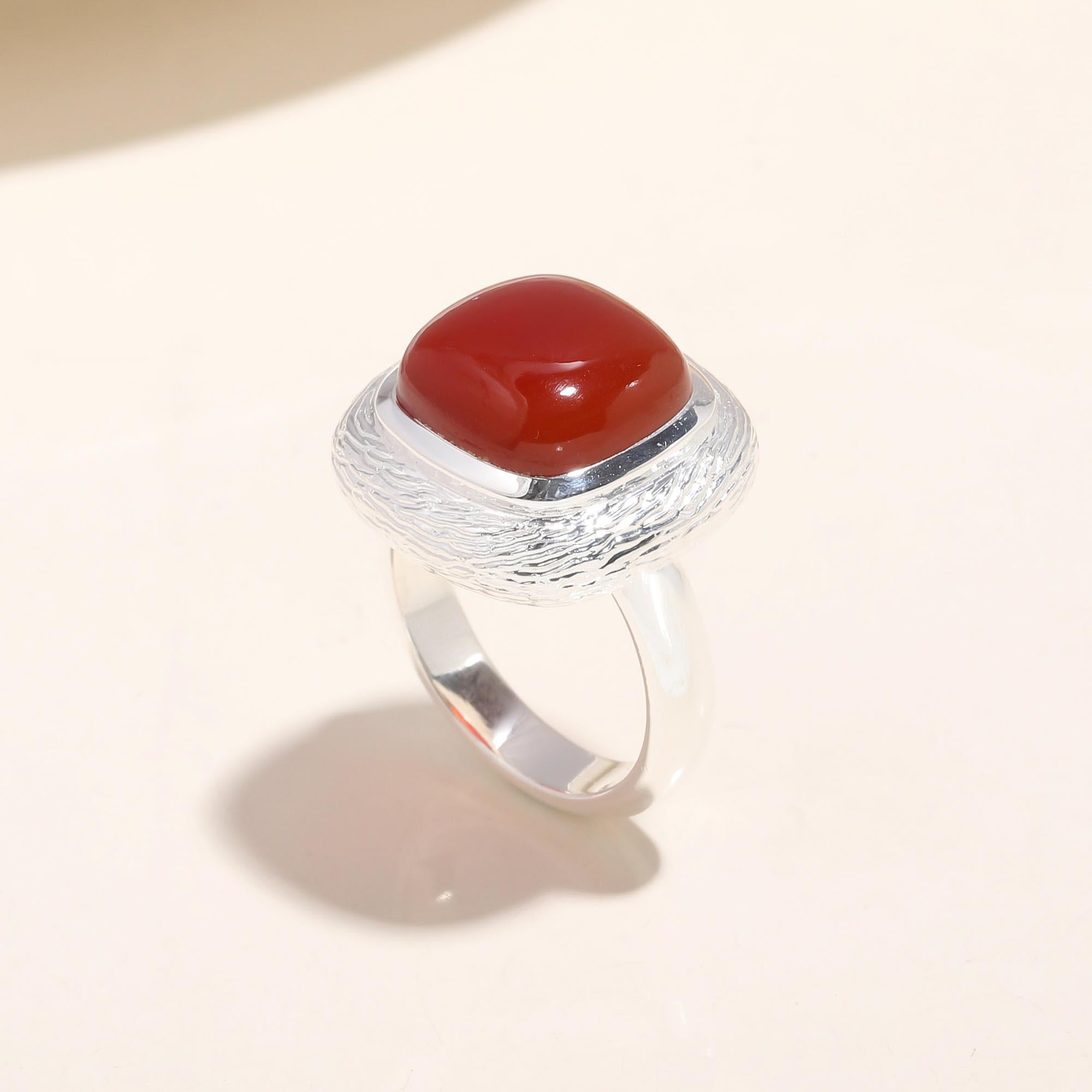 The Crimson Cushion : Bold Textured Statement Ring