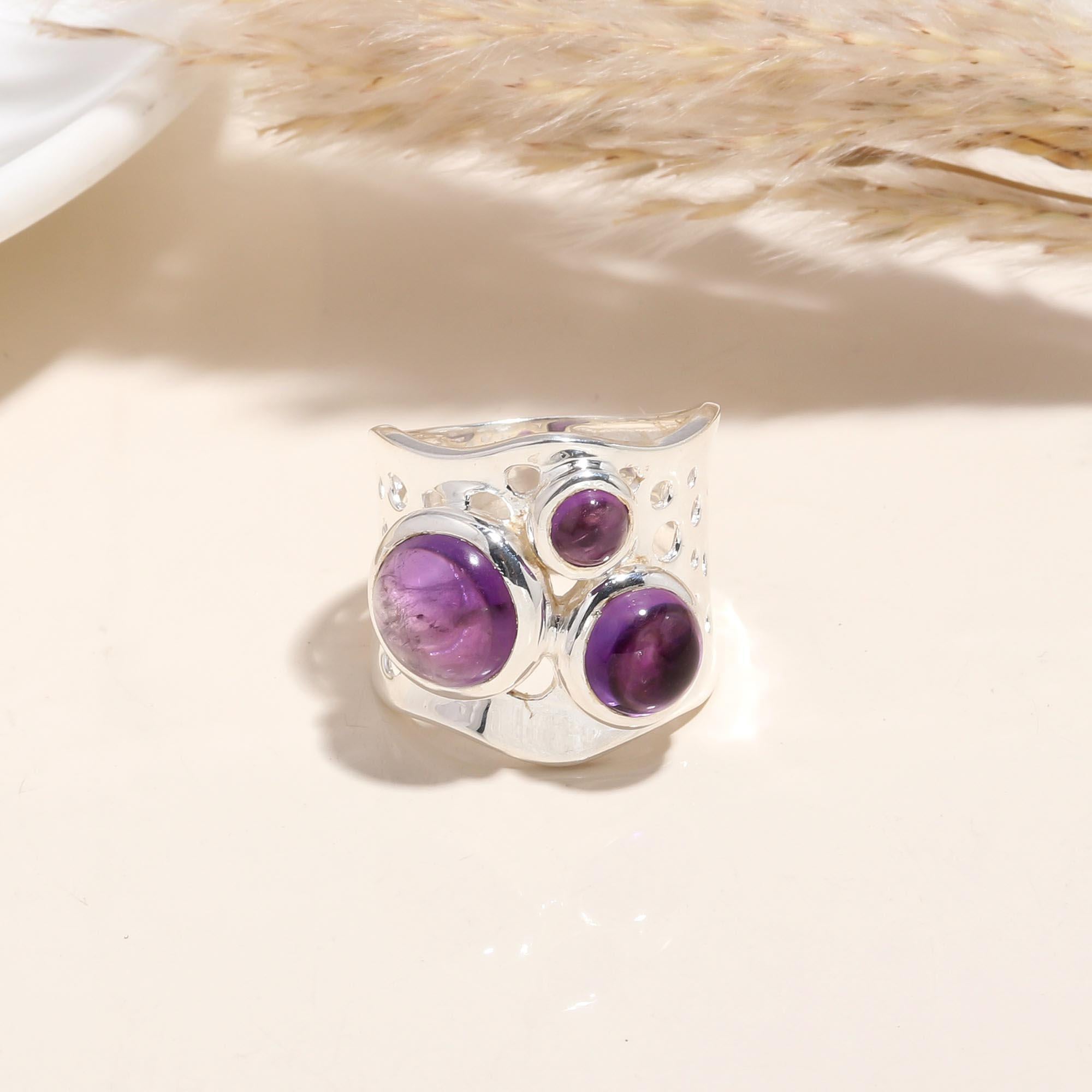 The Violet Lattice: Wide Perforated Band Ring