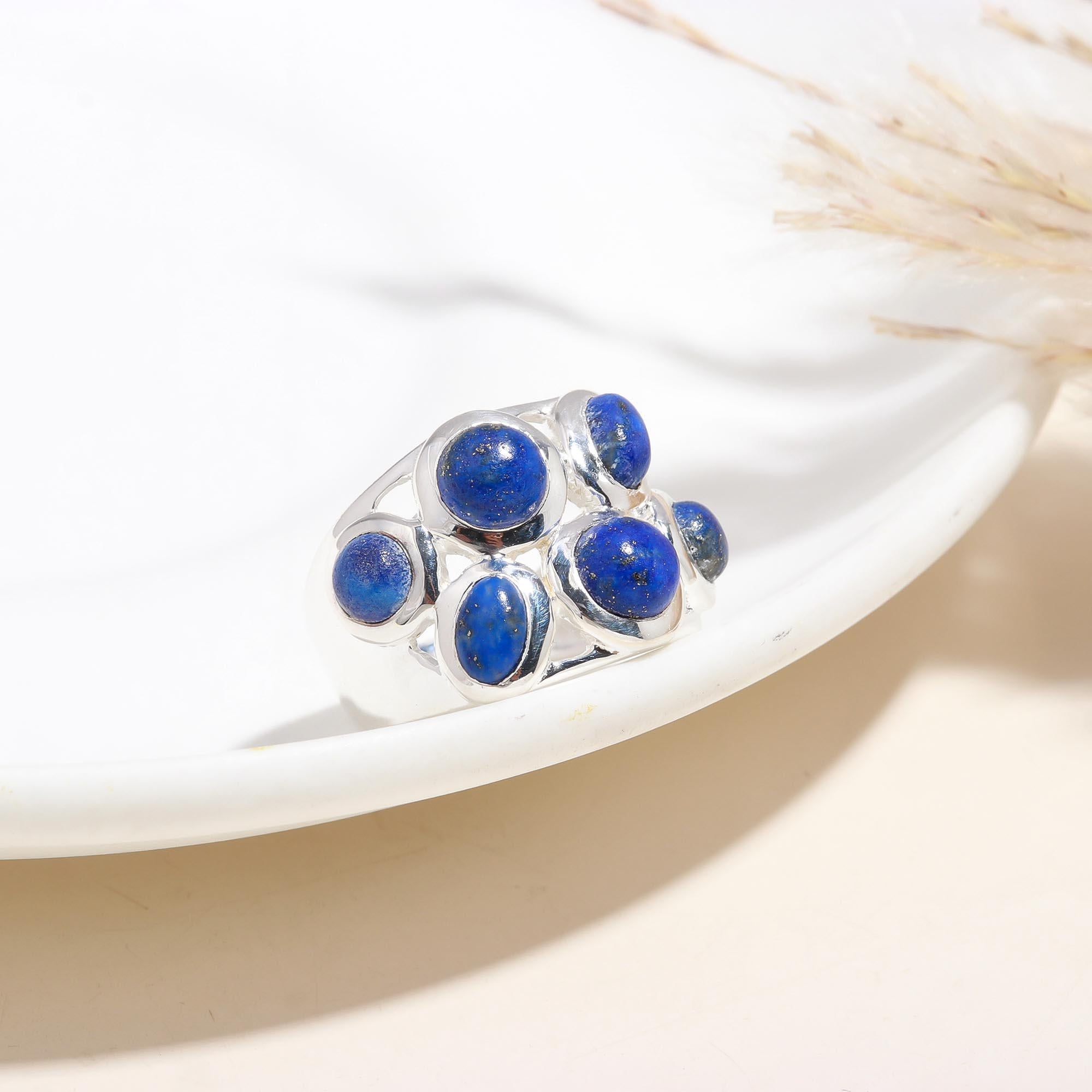 The Cobalt Galaxy: Bubble Multi-Stone Ring
