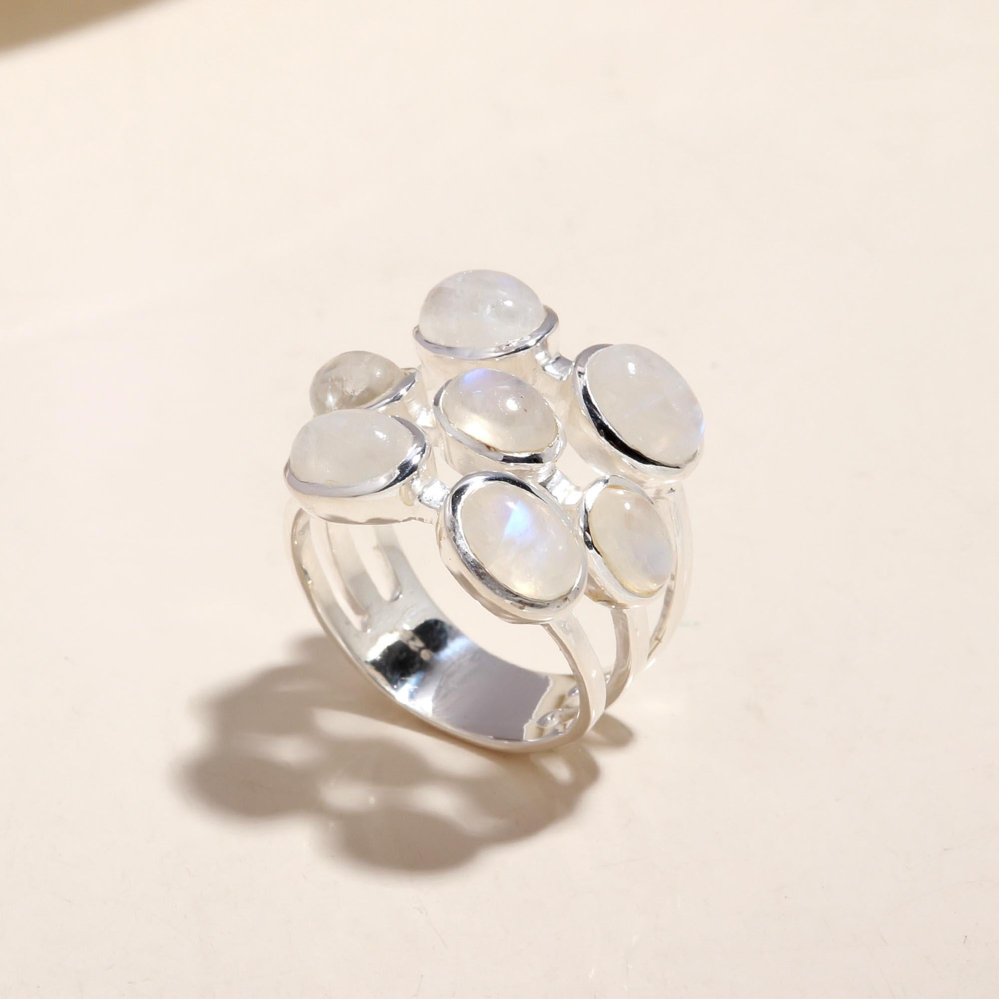 The Moonlit Bouquet: Multi-Stone Cluster Ring