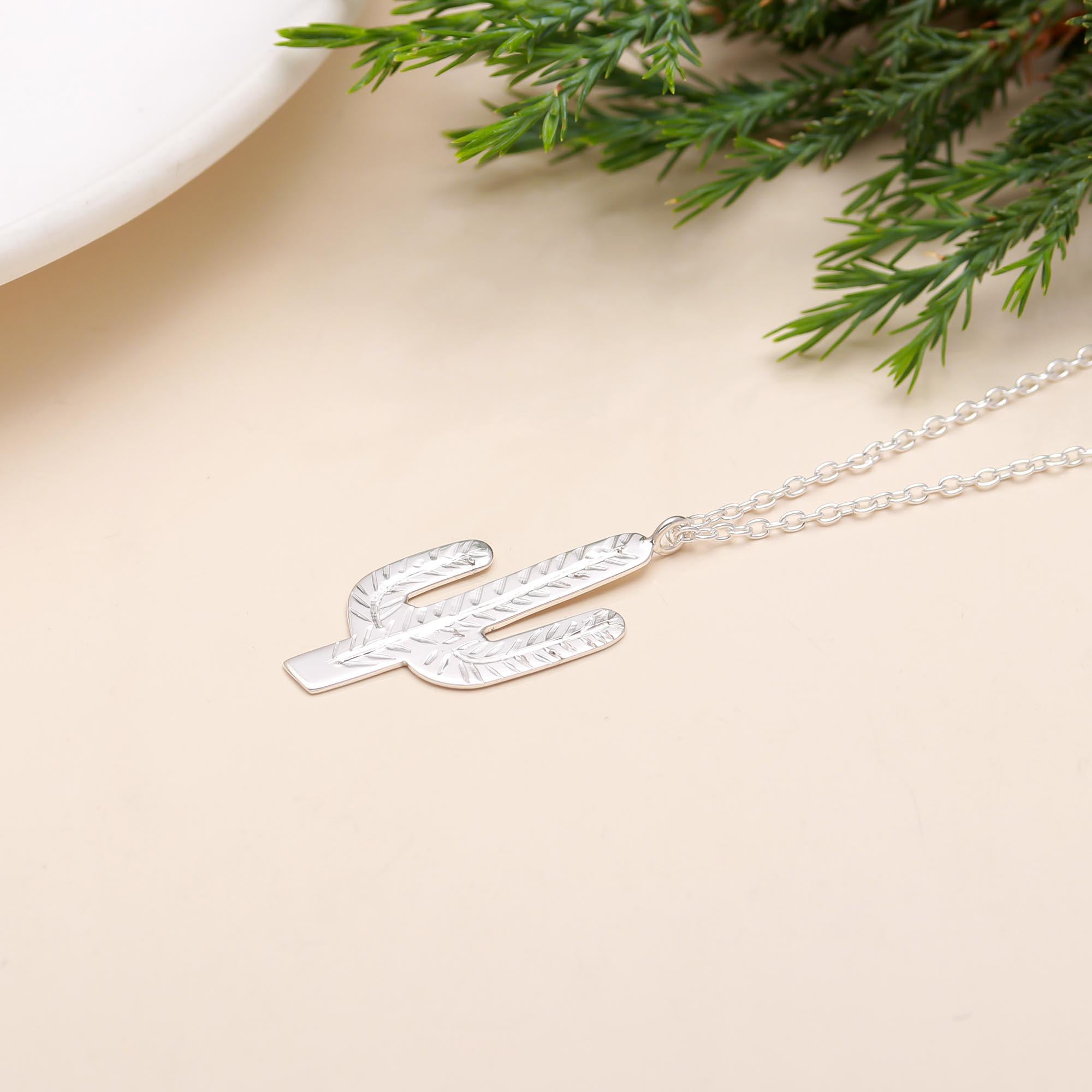 925 Silver Cactus Pendant Necklace