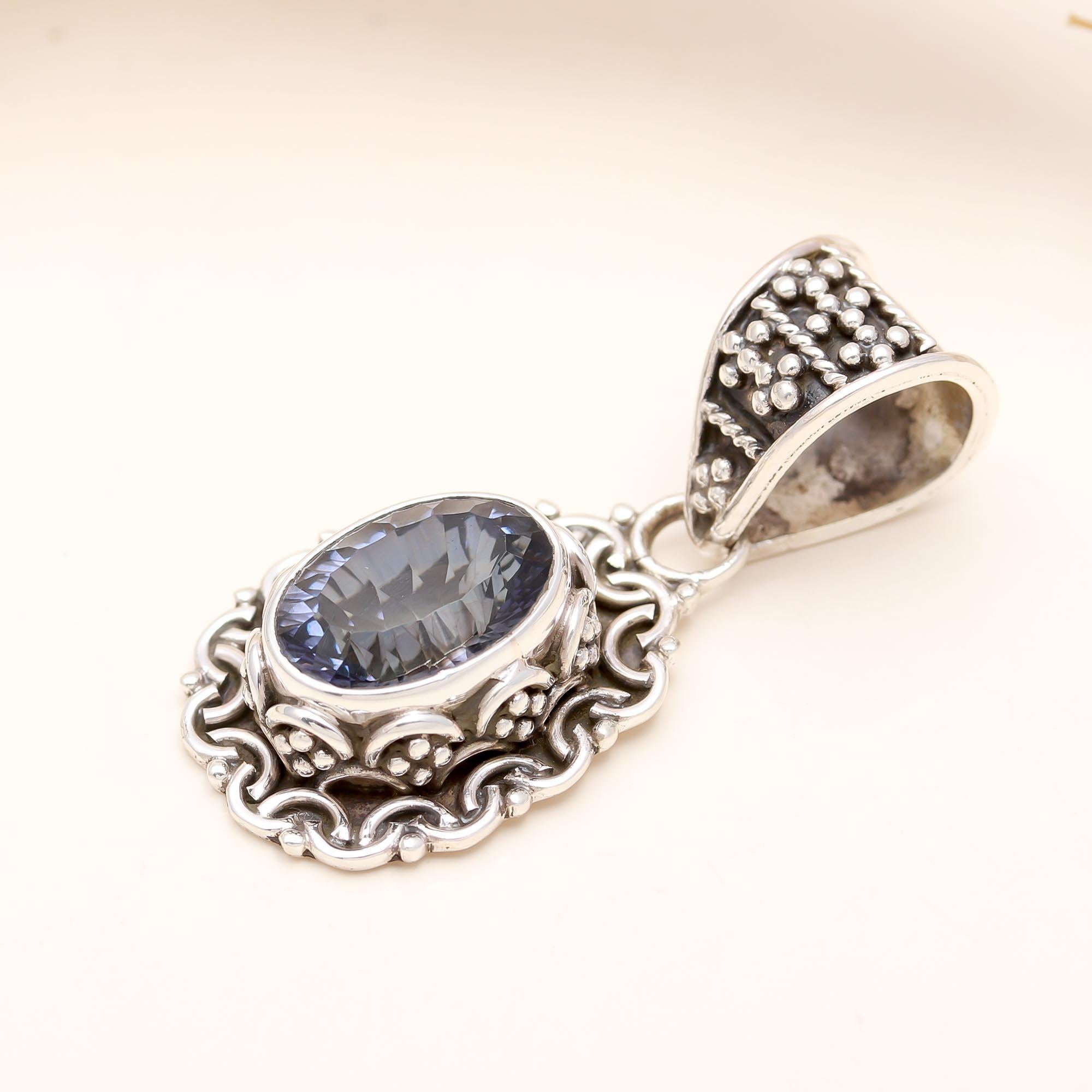 The Midnight Bali: Iolite Filigree Ornate Pendant