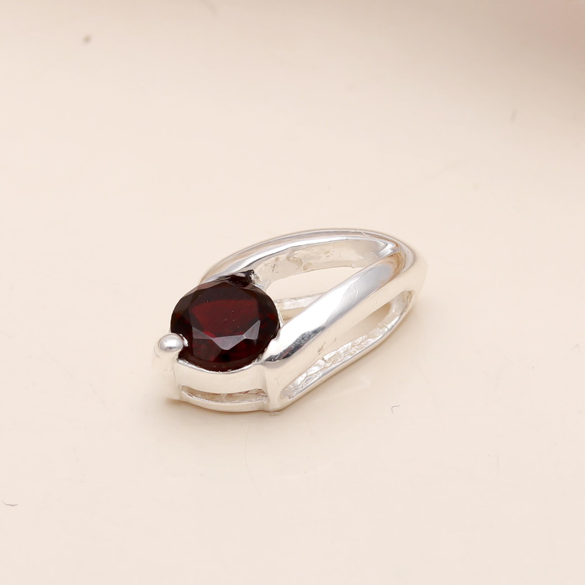 The Crimson Modernity: Garnet Solitaire Slide Charm
