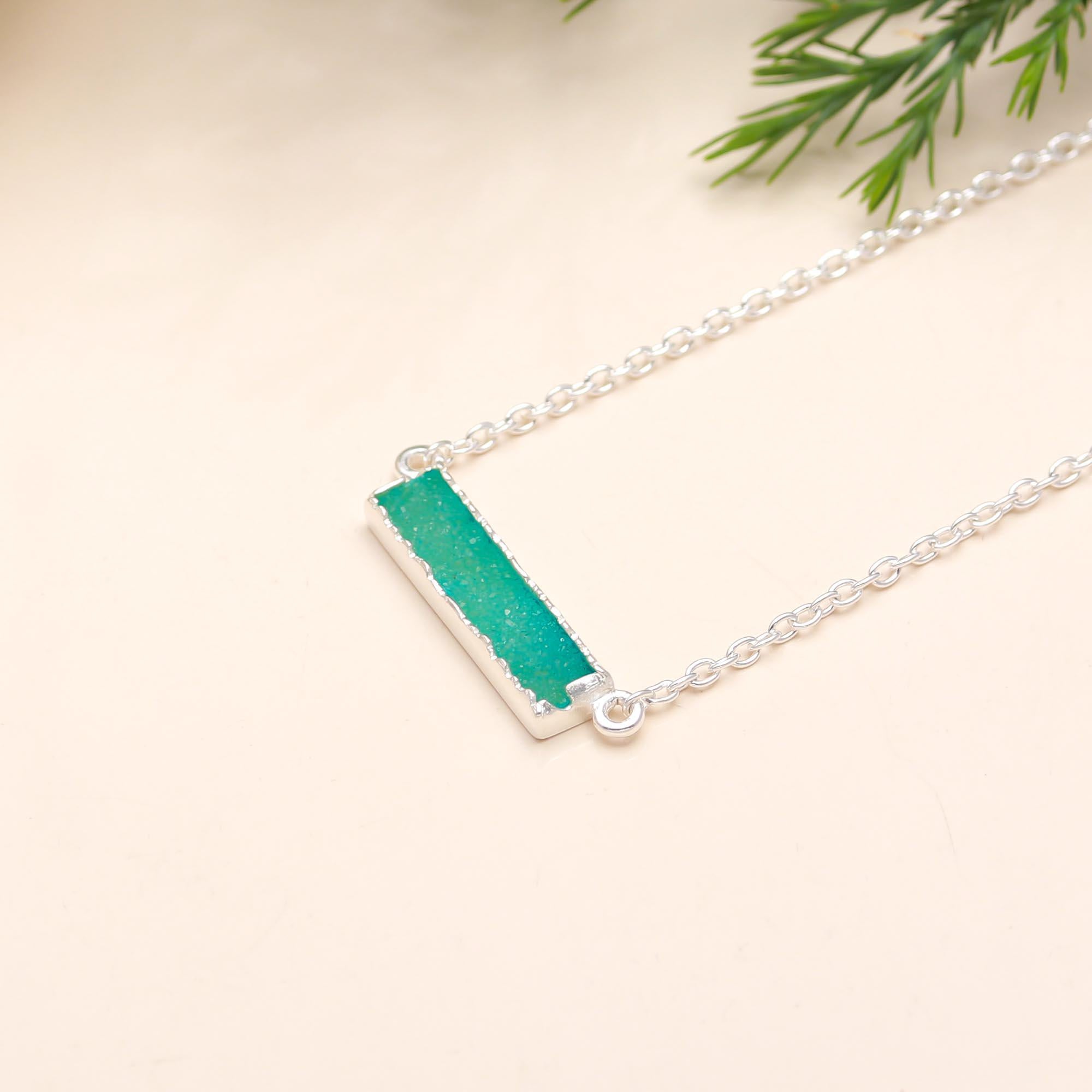 925 Silver Turquoise Bar Pendant Necklace