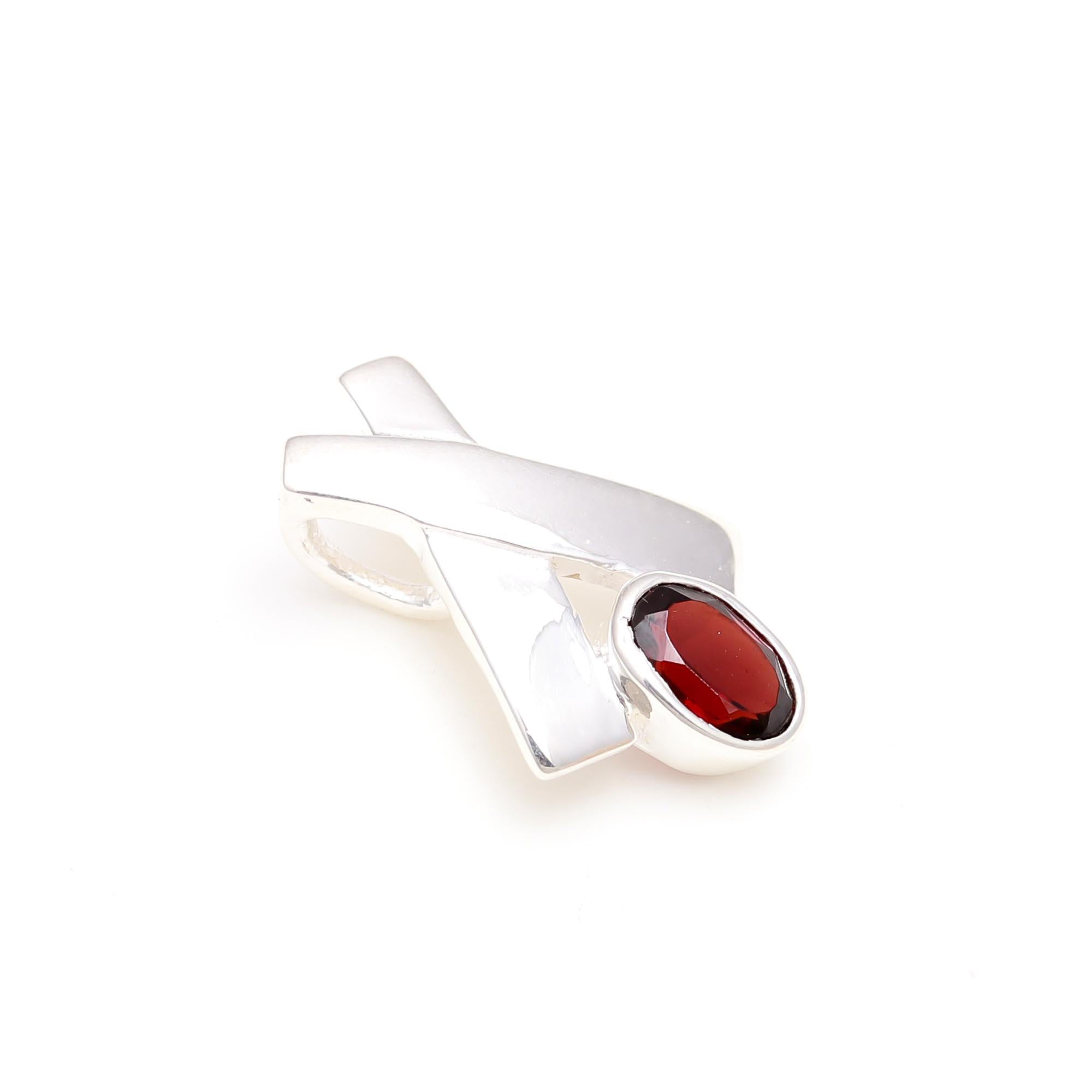 The Crimson Ribbon: Abstract Garnet Wrap Charm