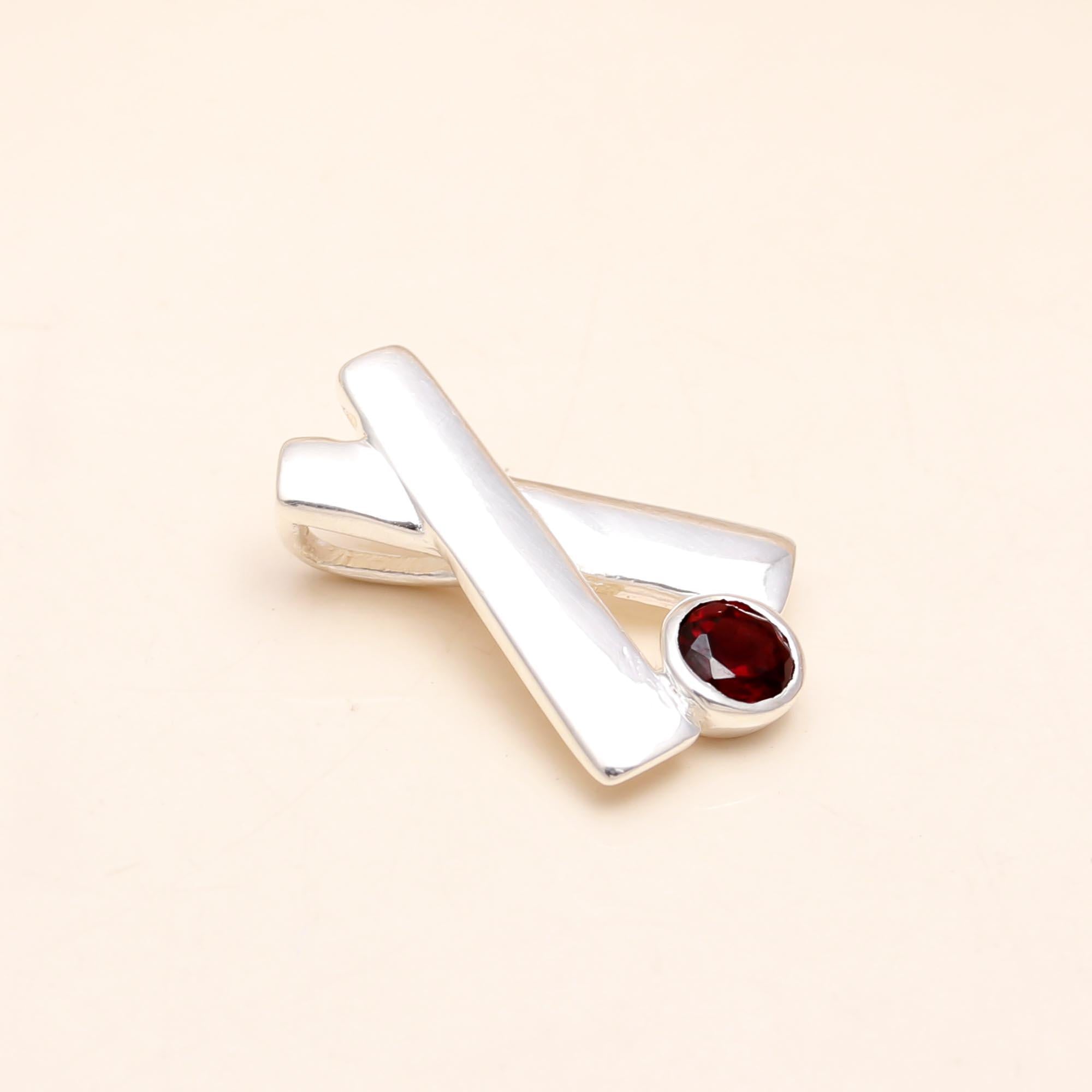 The Geometric Cross: Garnet X-Shape Slide Charm