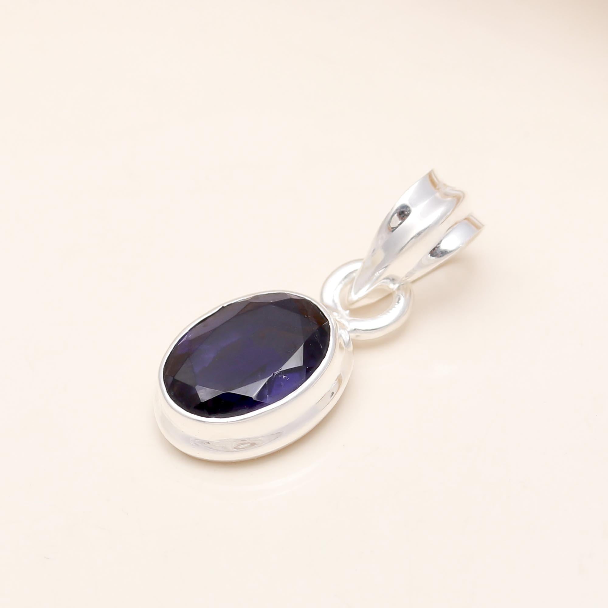 The Midnight Indigo: Natural Iolite Solitaire Pendant
