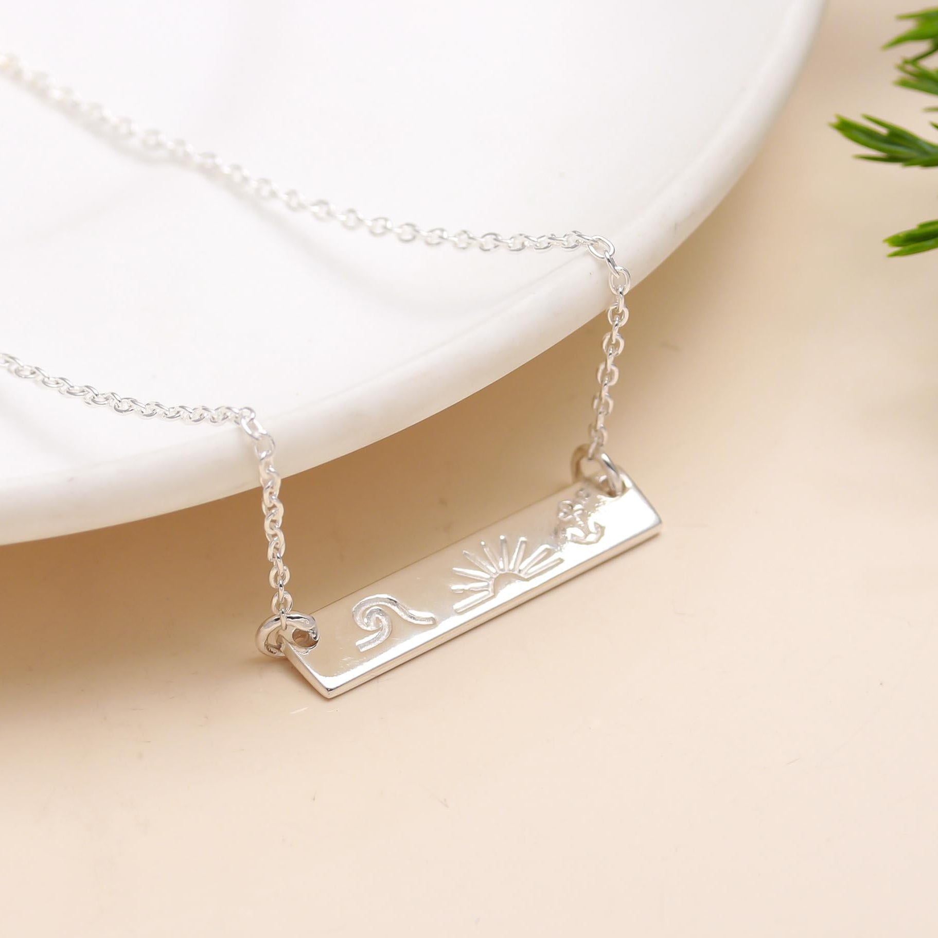925 Silver Bar Pendant Necklace