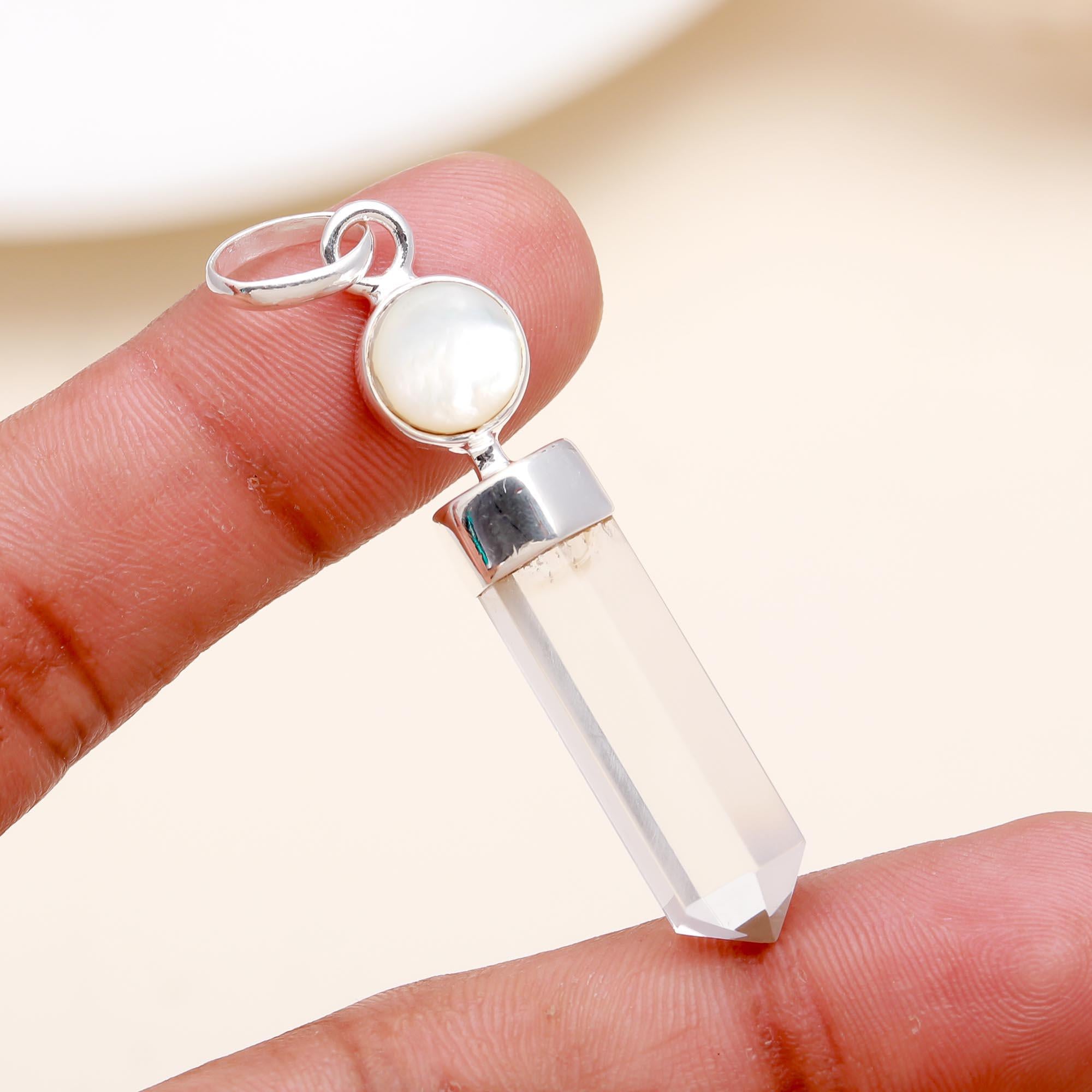 The Clarity Wand: Clear Quartz & Moonstone Healing Pendant