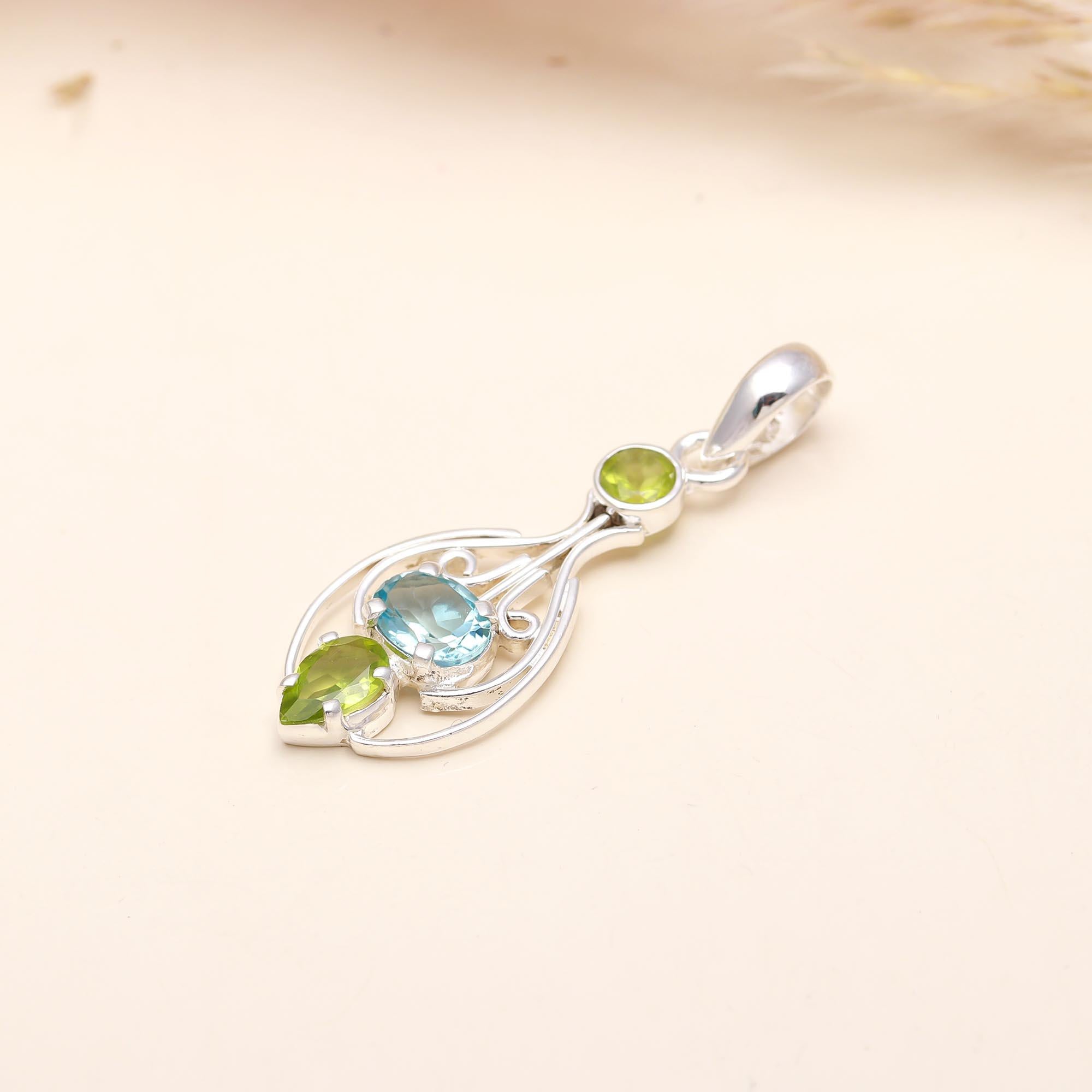 The Garden Teardrop: Three-Stone Filigree Silver Pendant