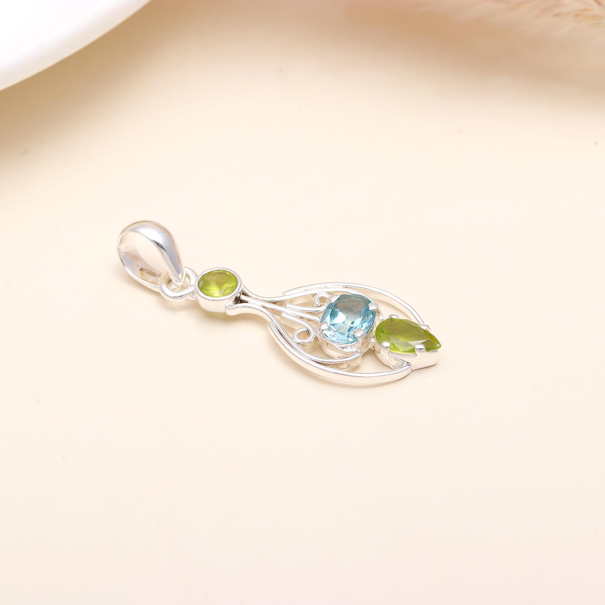 The Garden Teardrop: Three-Stone Filigree Silver Pendant