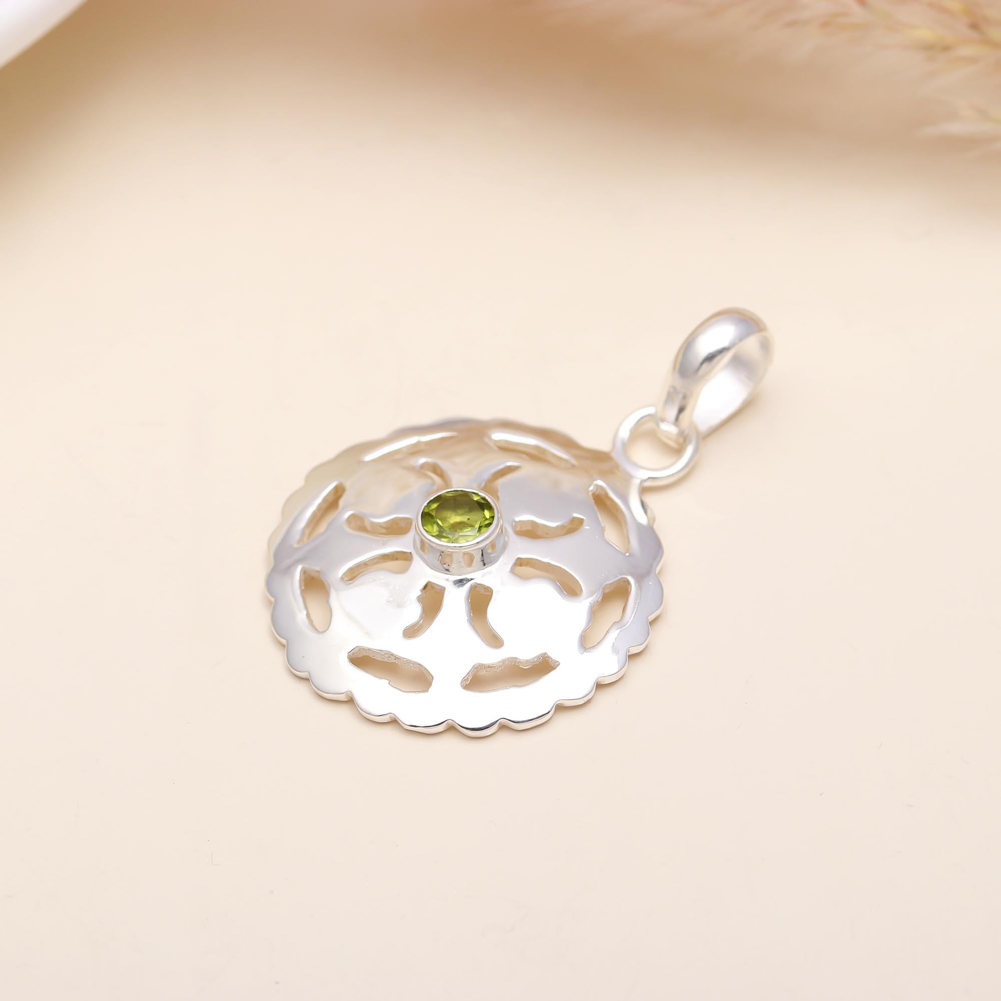 The Silver Dome: Peridot Dome Locket-Style Silver Pendant
