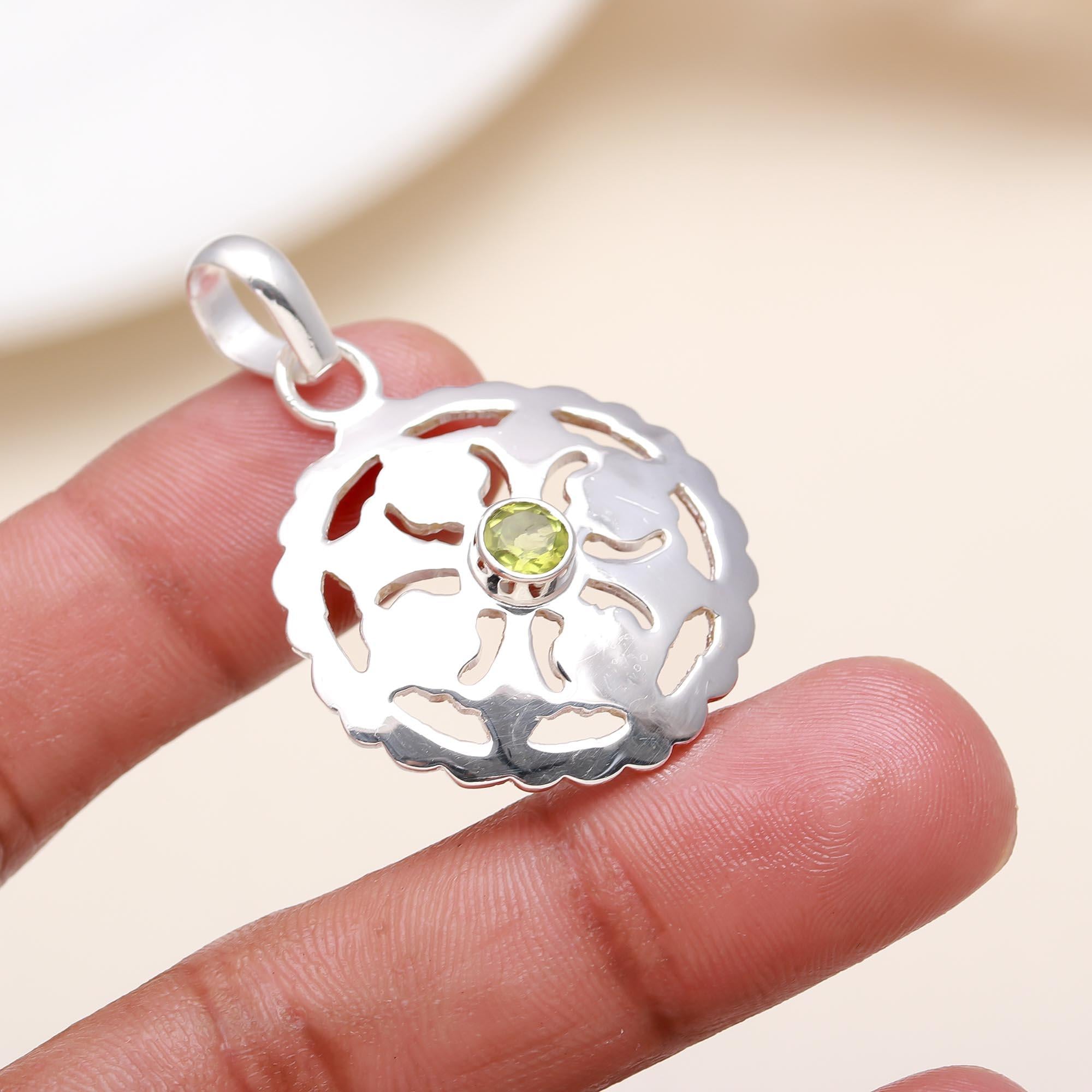 The Silver Dome: Peridot Dome Locket-Style Silver Pendant