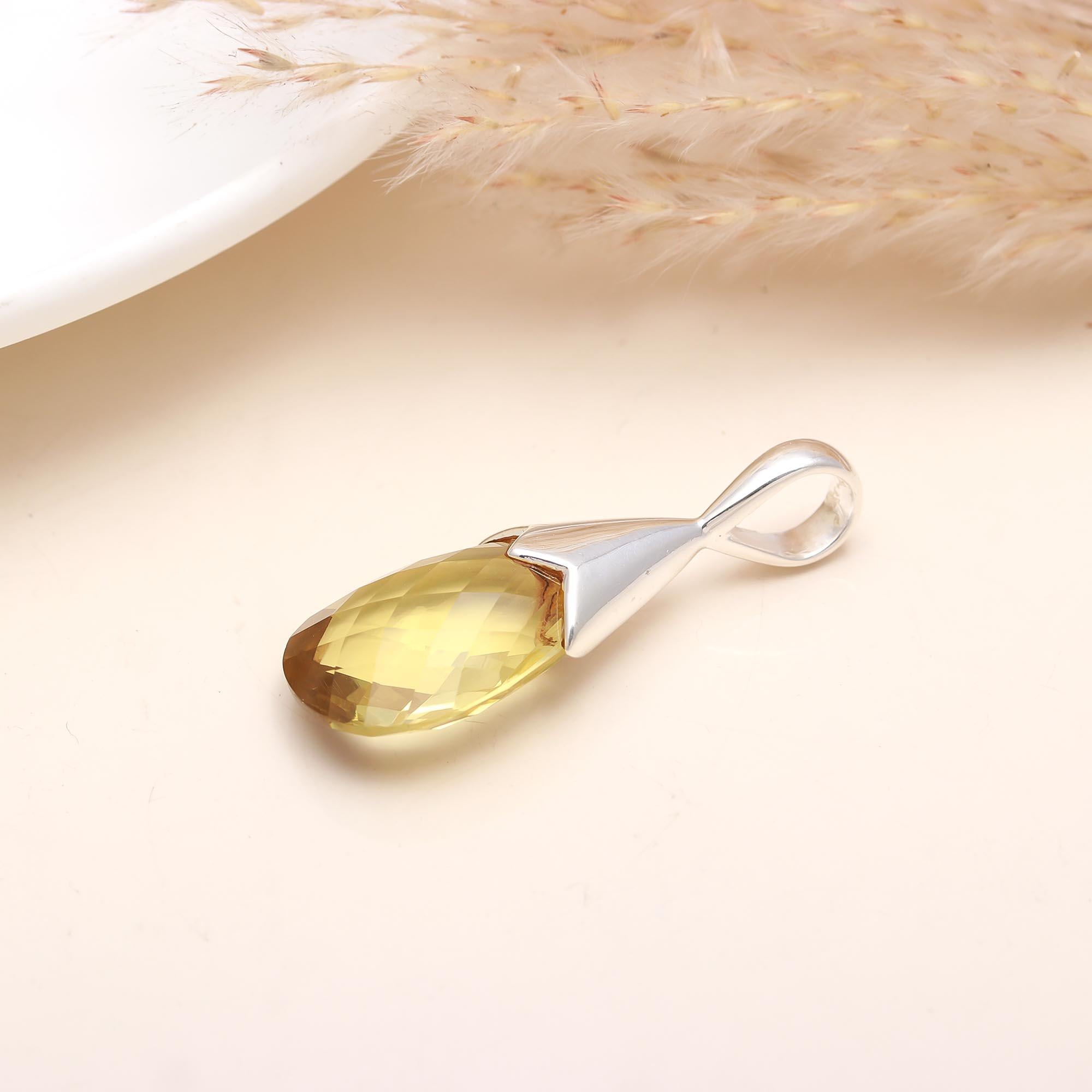 Natural Citrine Pendant in 925 Sterling Silver
