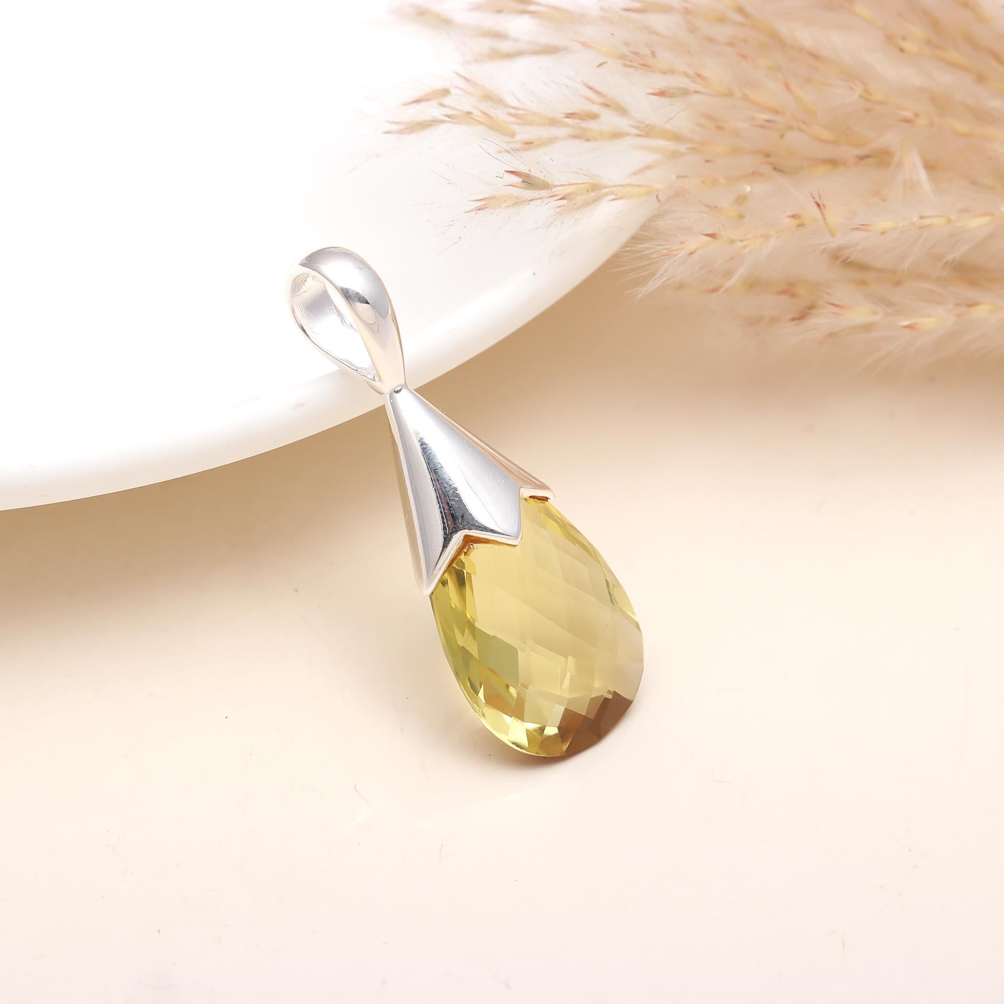Natural Citrine Pendant in 925 Sterling Silver