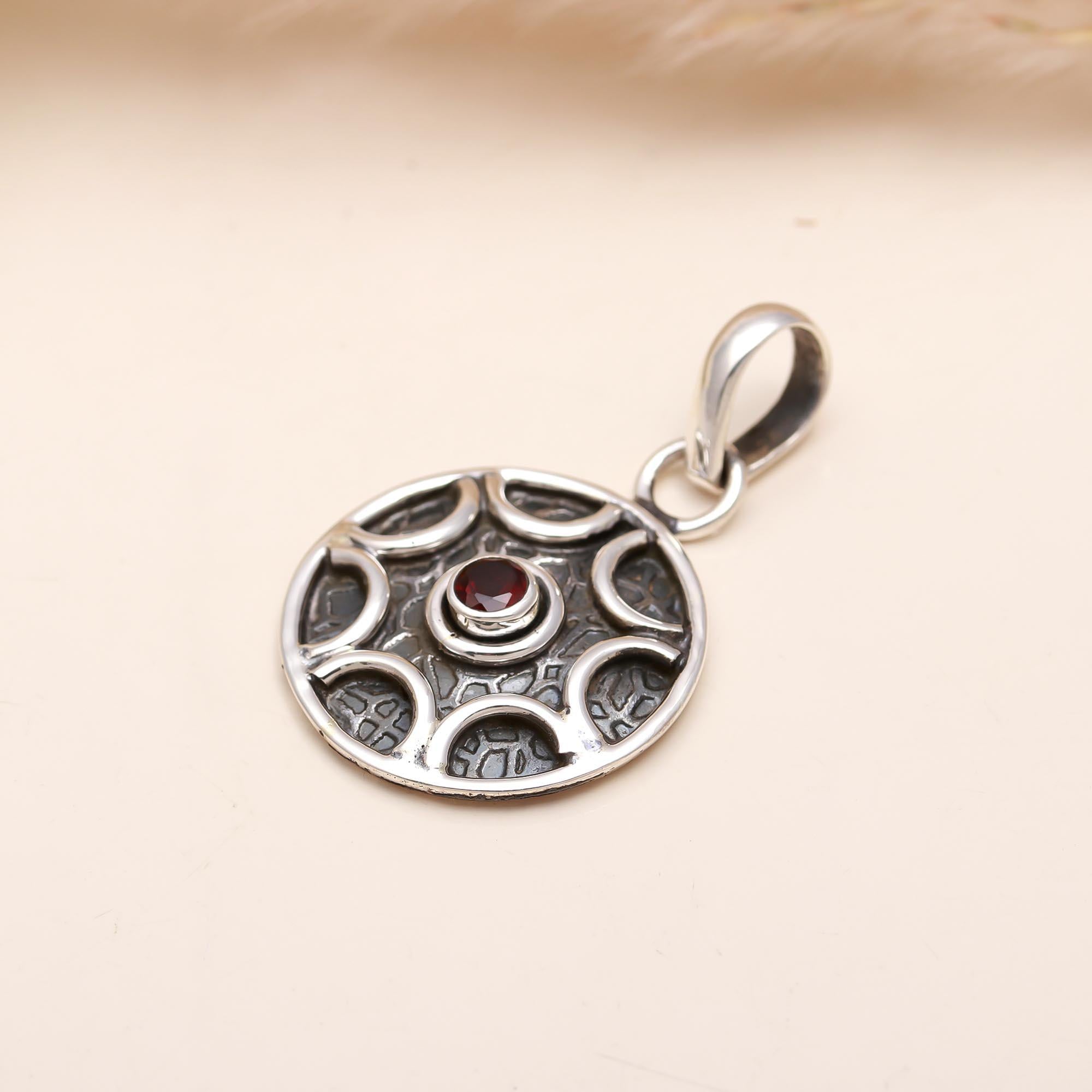 Vintage Garnet Sterling Silver Pendant