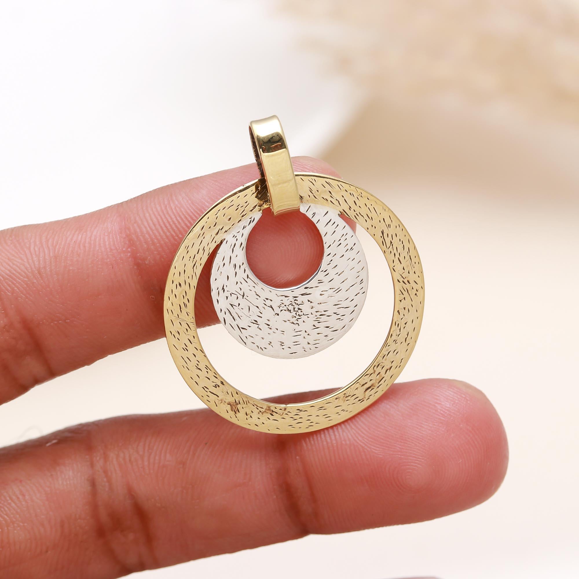 Yellow Double Circle 925 Sterling Silver Necklace