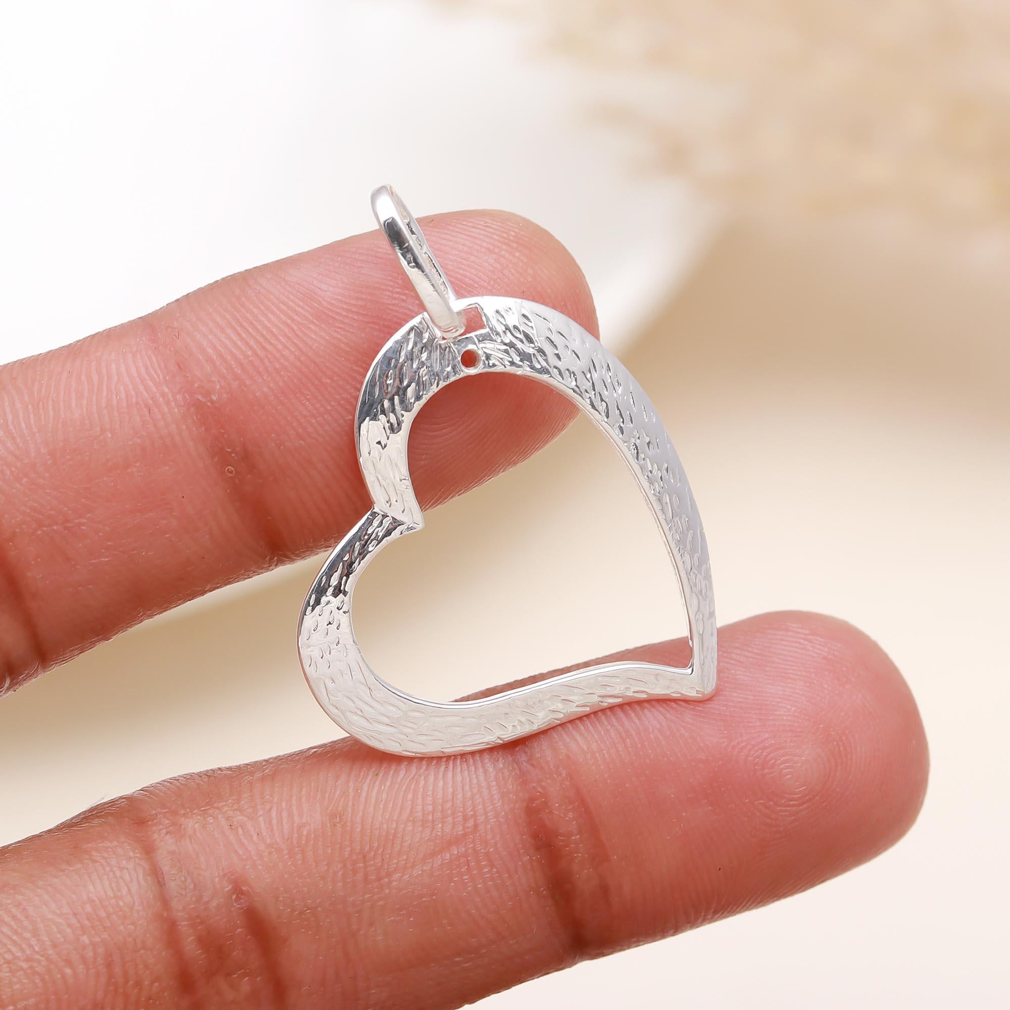 The Open Heart: Hammered Open Heart Silver Pendant