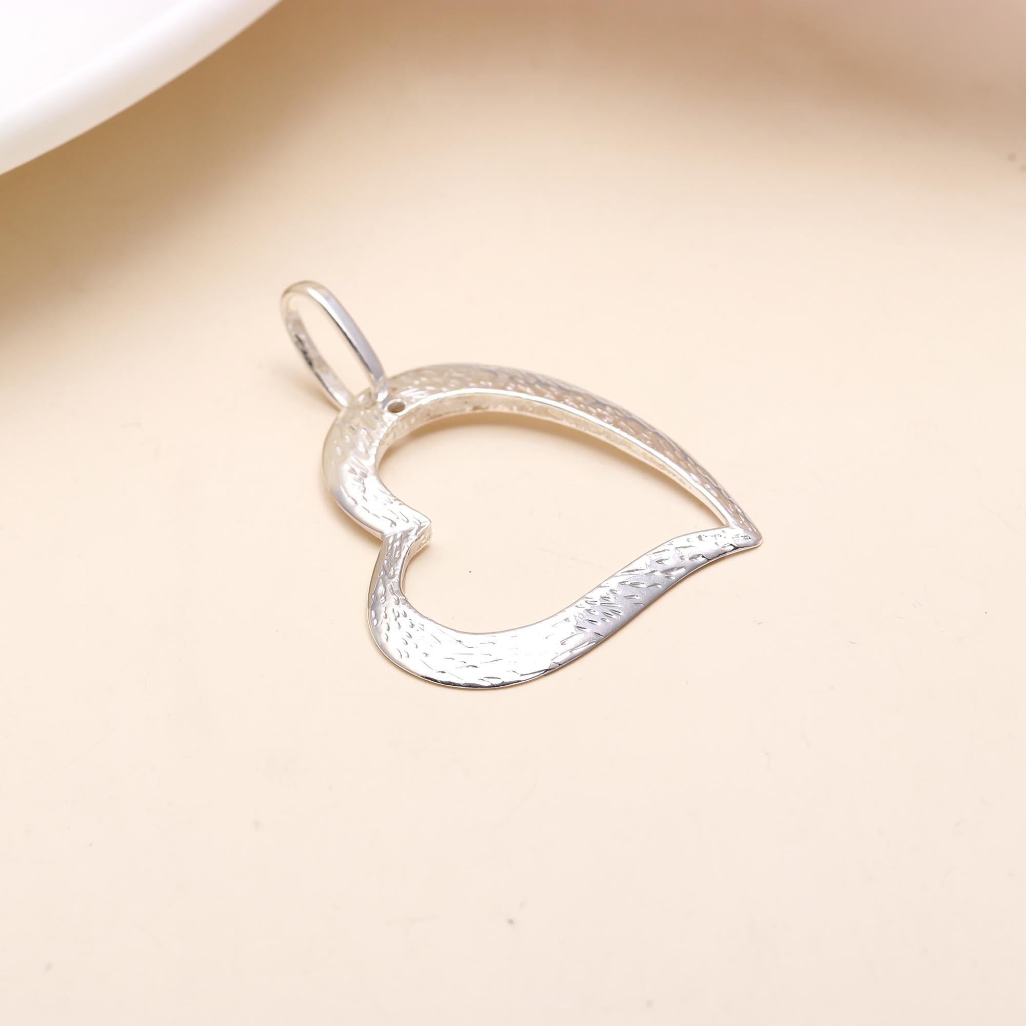 The Open Heart: Hammered Open Heart Silver Pendant