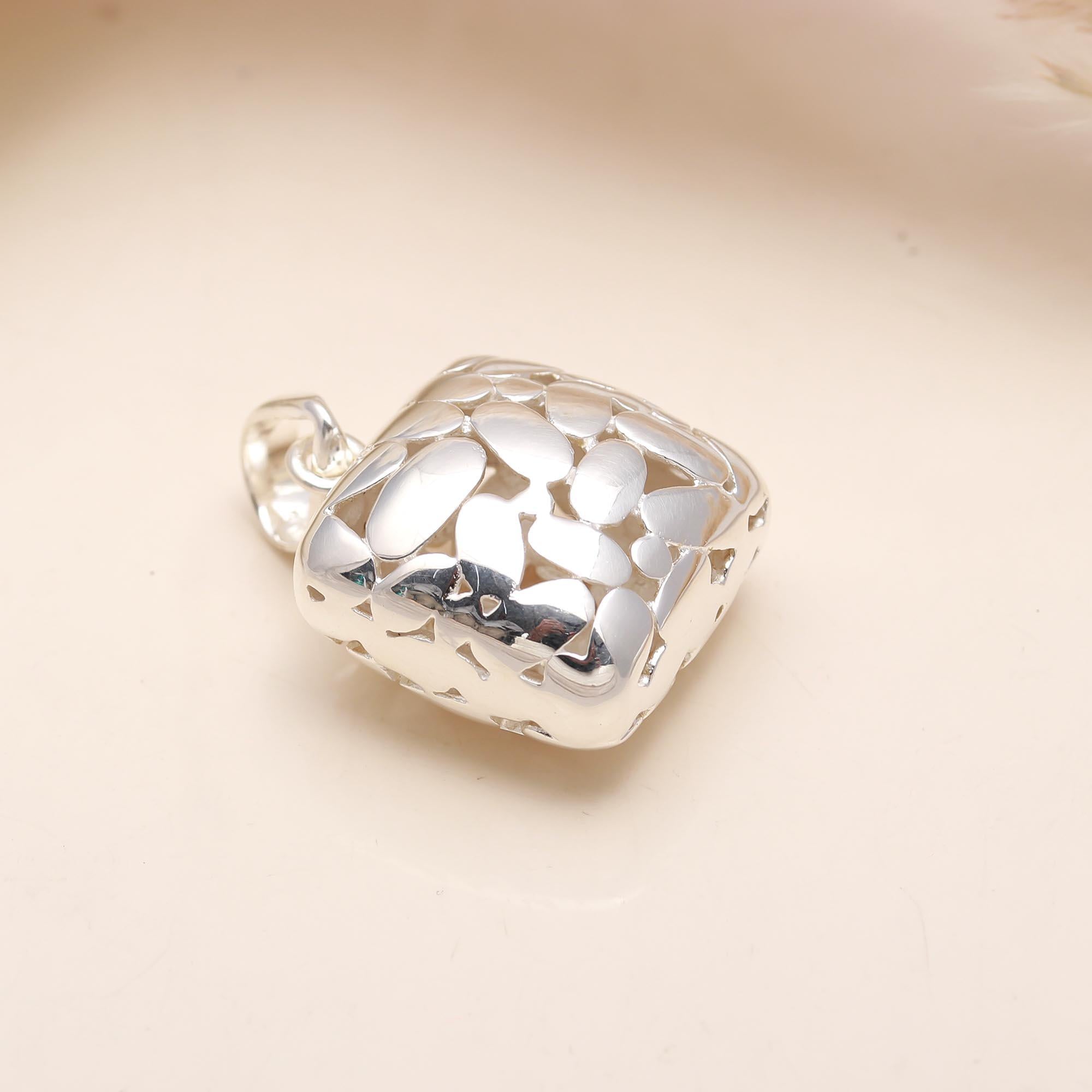 The Silver Pebble: Hollow Dome Cushion Silver Pendant