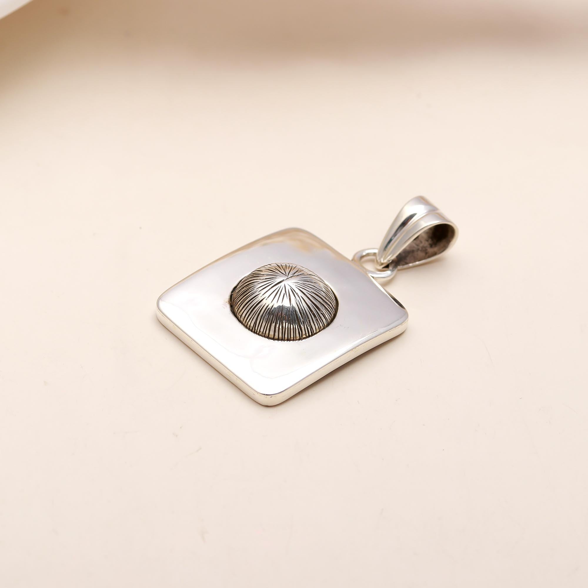 Antique 925 Sterling Silver Color Square Shape Charms Pendant