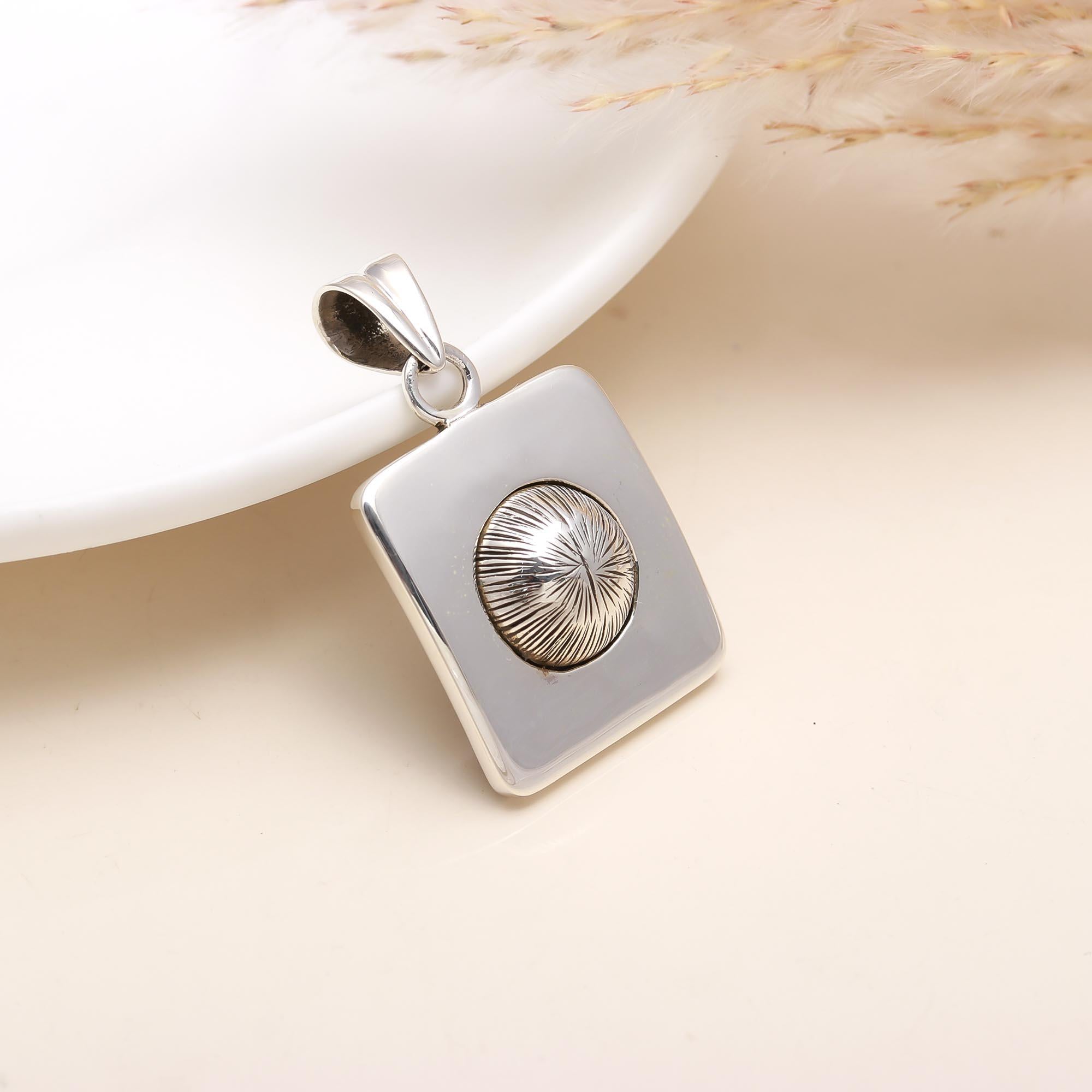 Antique 925 Sterling Silver Color Square Shape Charms Pendant