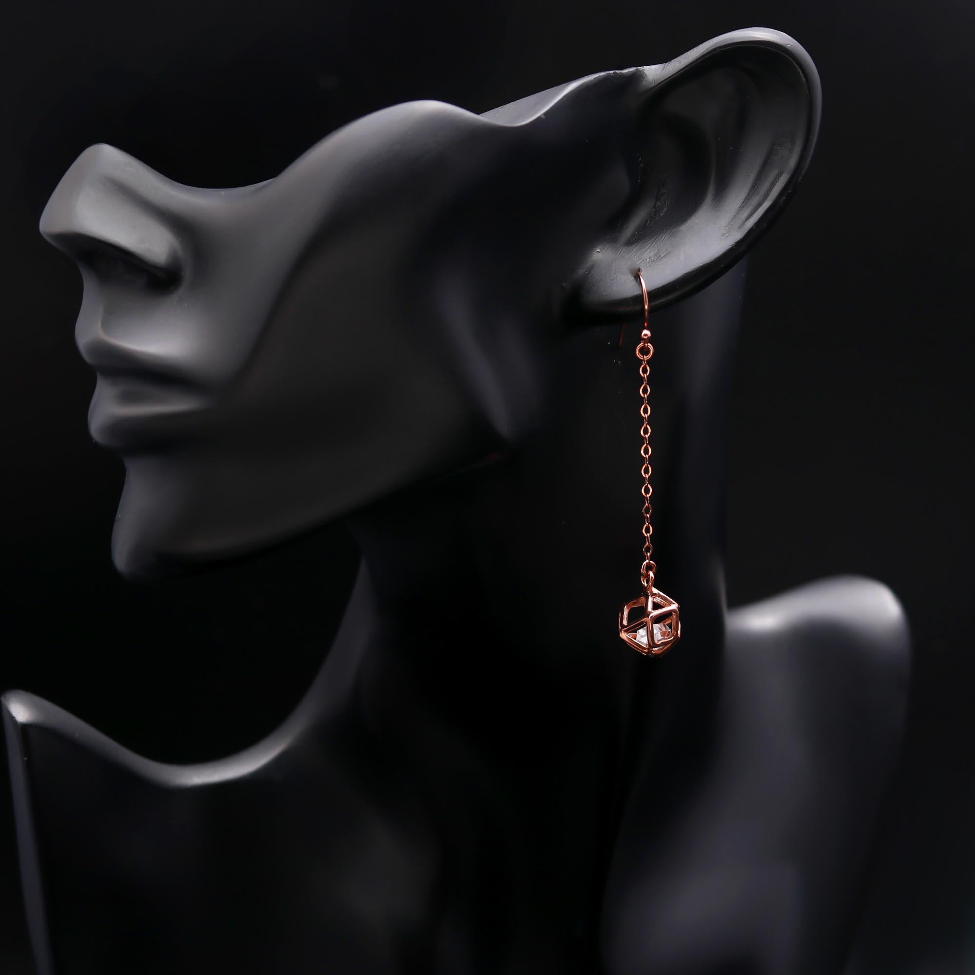 925 Sterling Silver Herkimer Diamond Cage Earrings Handmade Long Drop Earrings