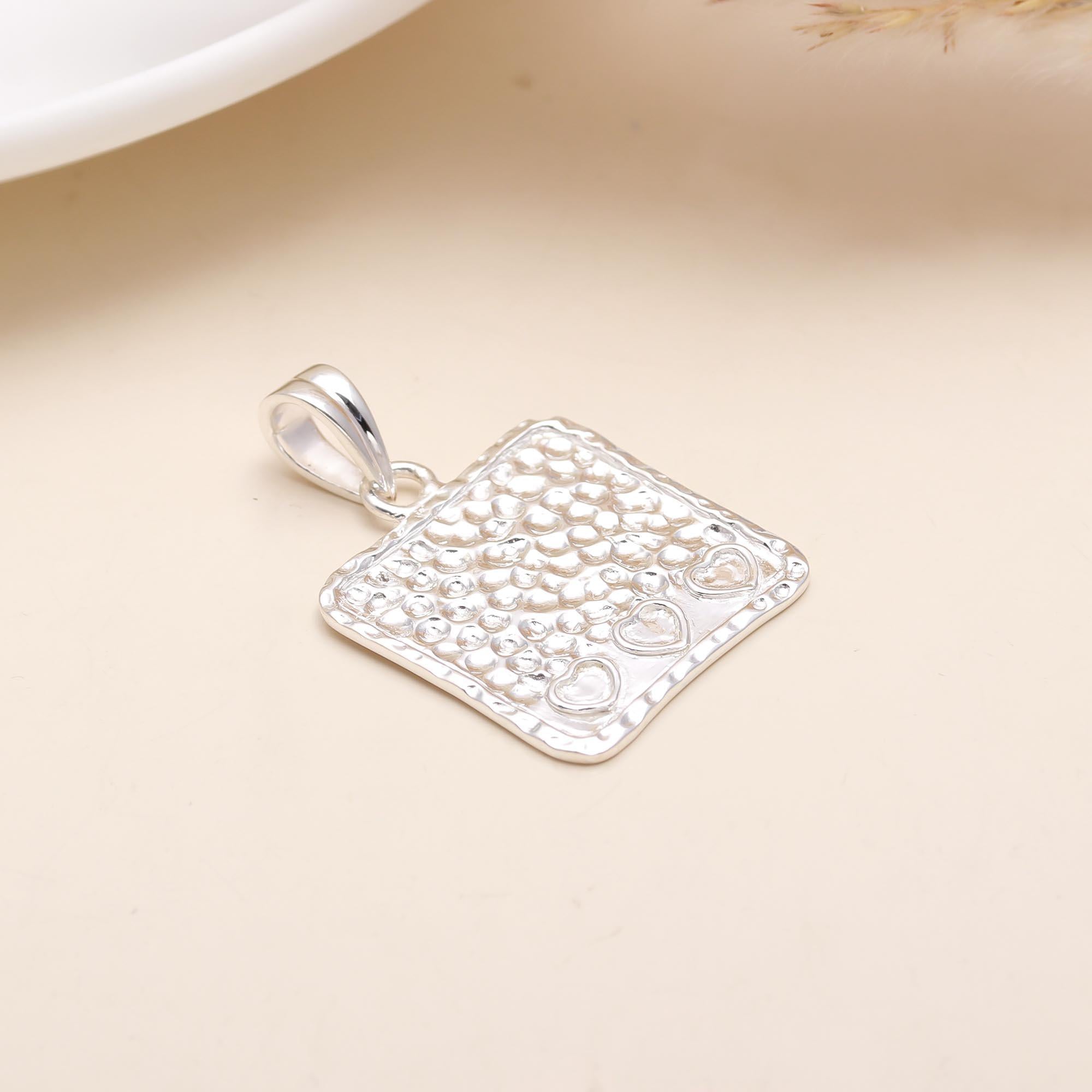 Silver Square Pendant in 925 Sterling Silver
