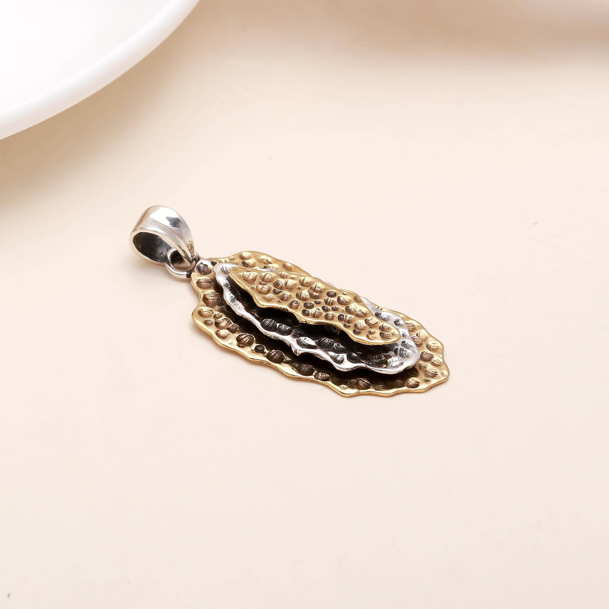 The Organic Strata: Mixed Metal Textured Pod Pendant