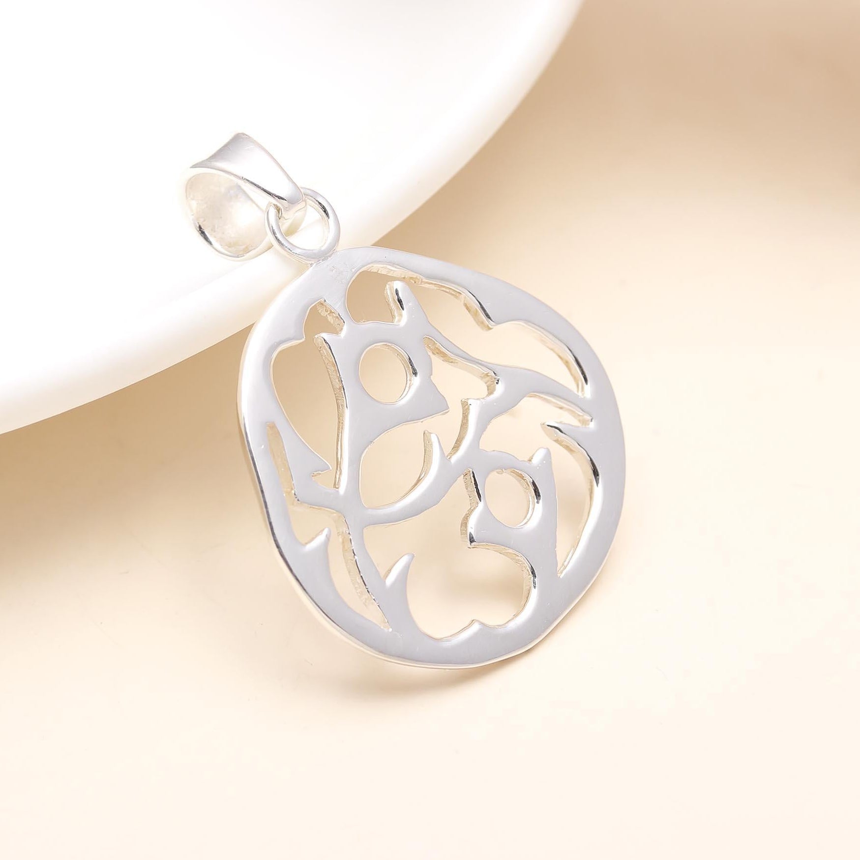 The Silver Maze: Abstract Openwork Modern Pendant