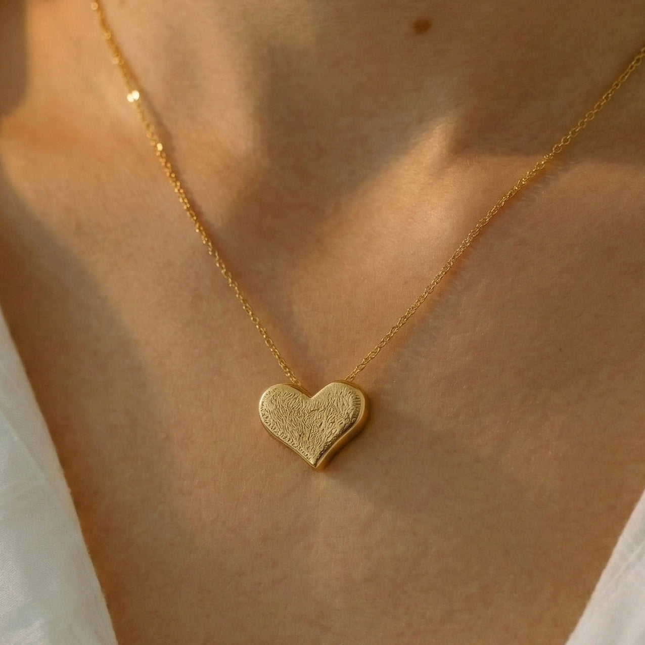 The Golden Affection: Textured Gold Heart Pendant