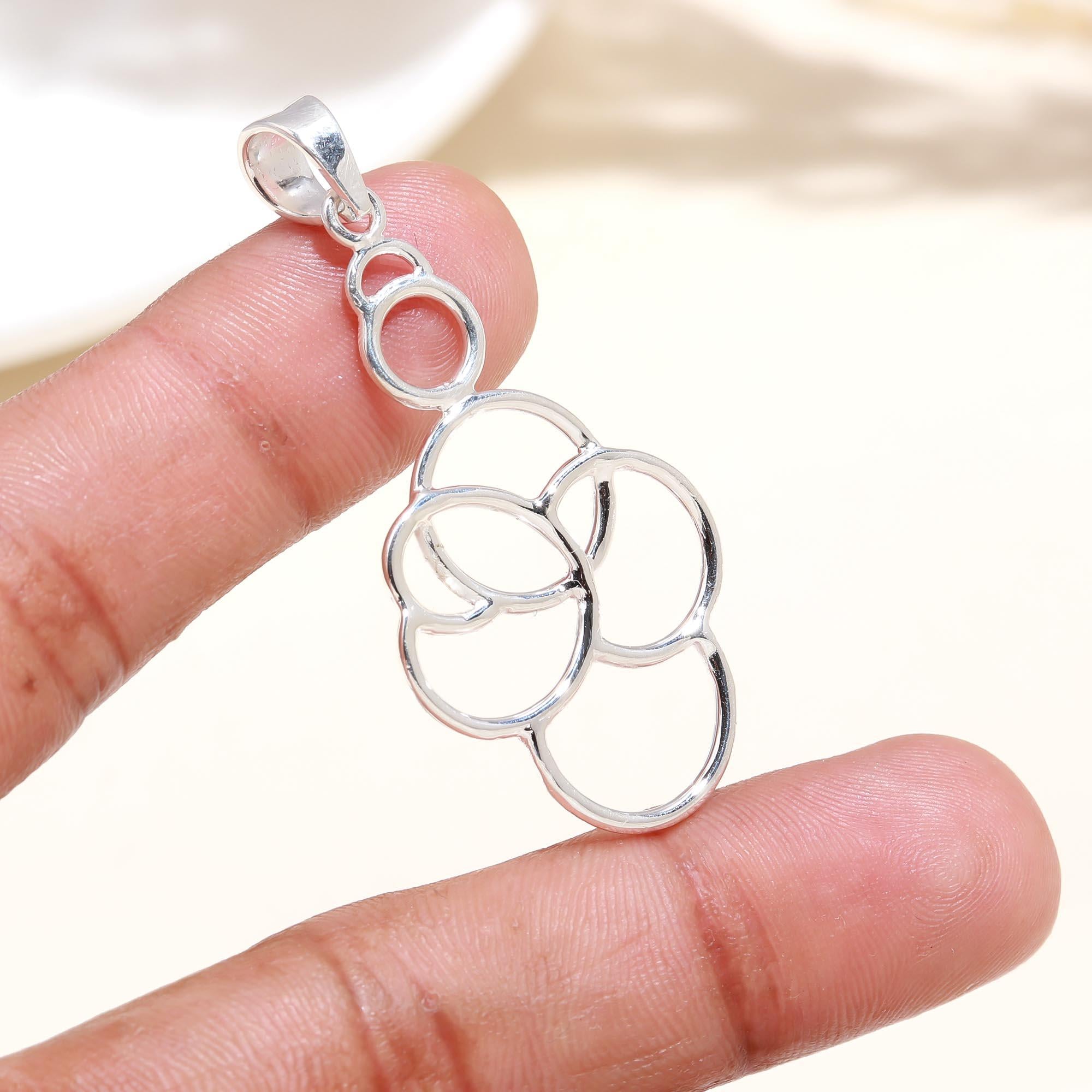 The Seed of Life: Interlocking Circles Geometric Silver Pendant