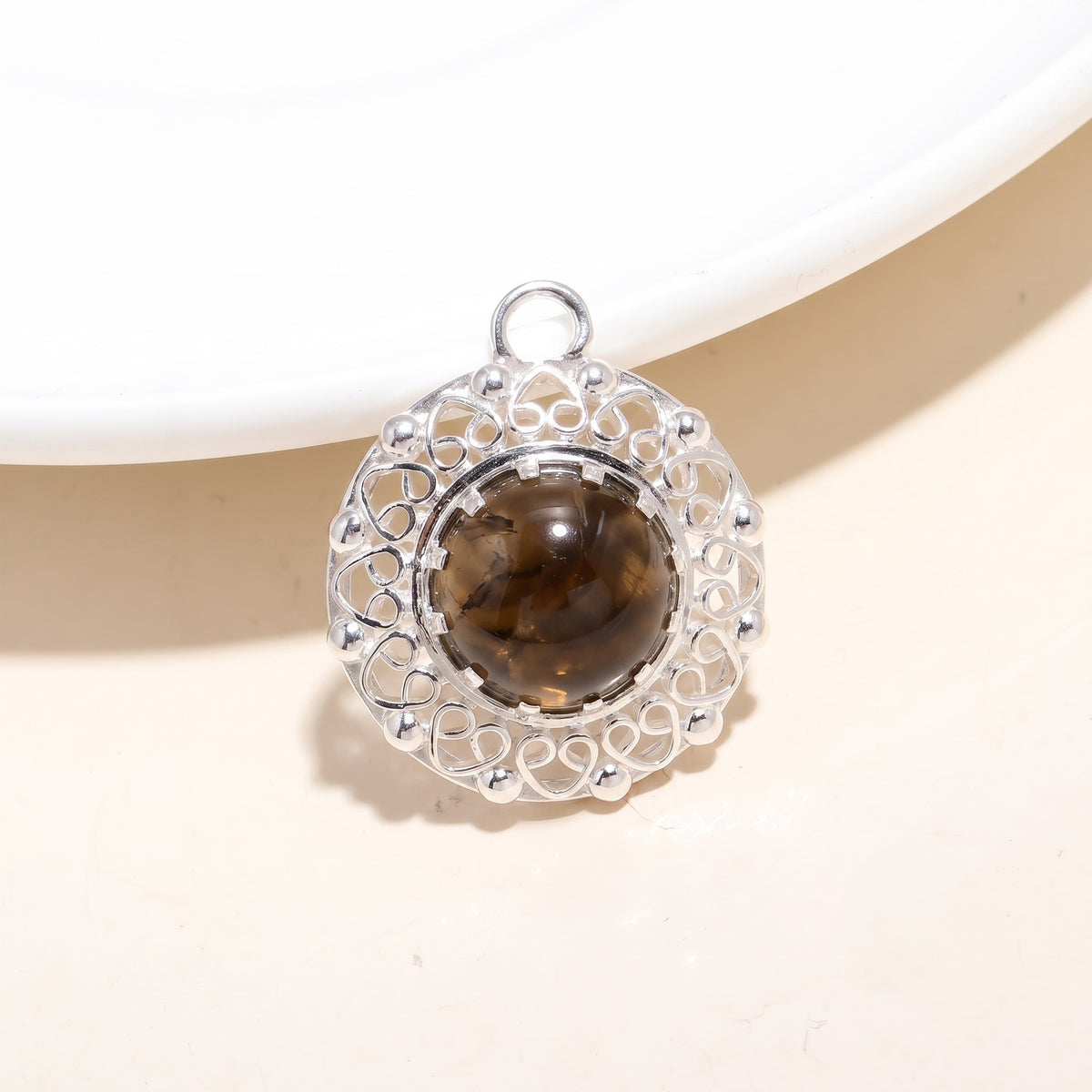 The Violet Medallion: Amethyst Filigree Halo Silver Pendant