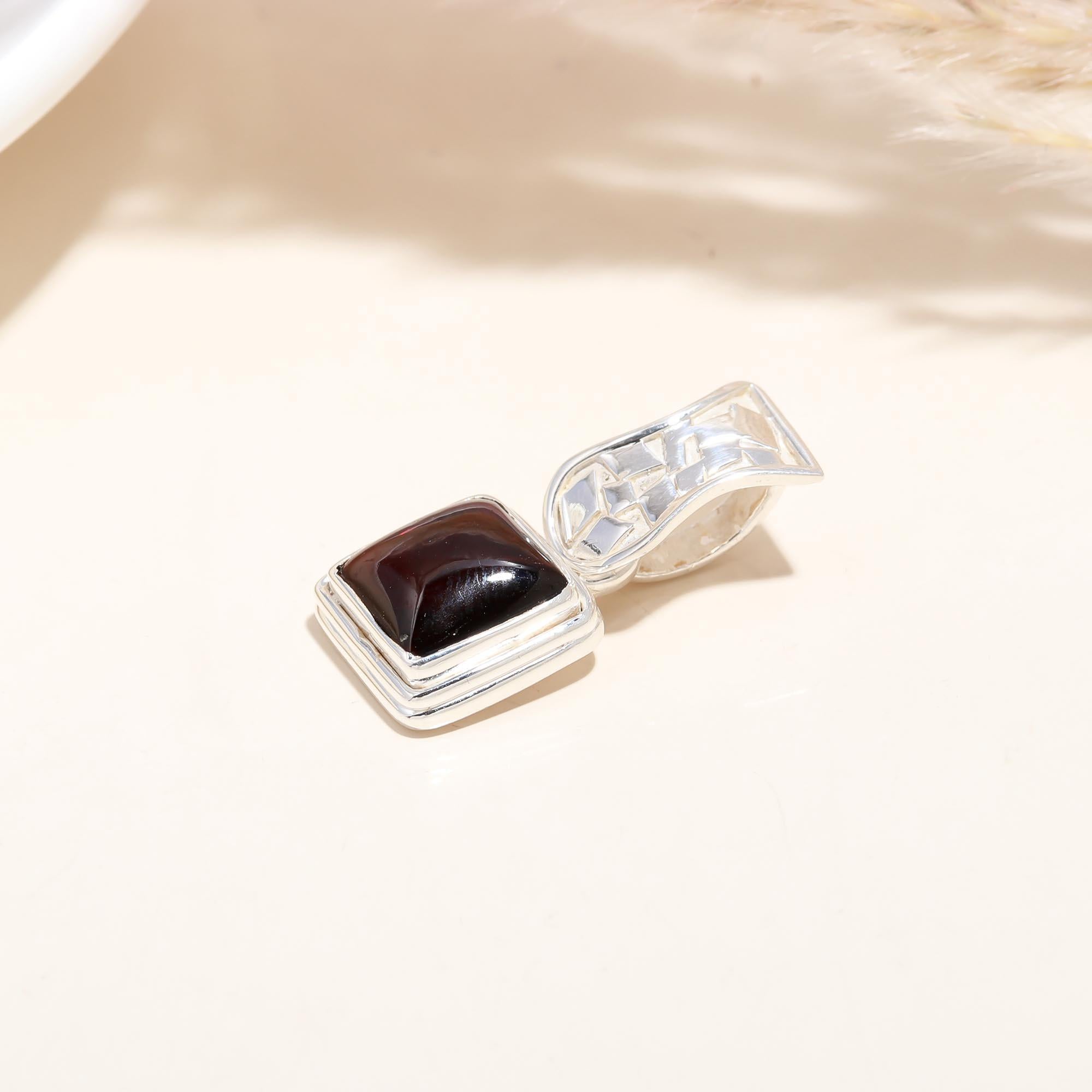 Square Modern Carnelian Pendant