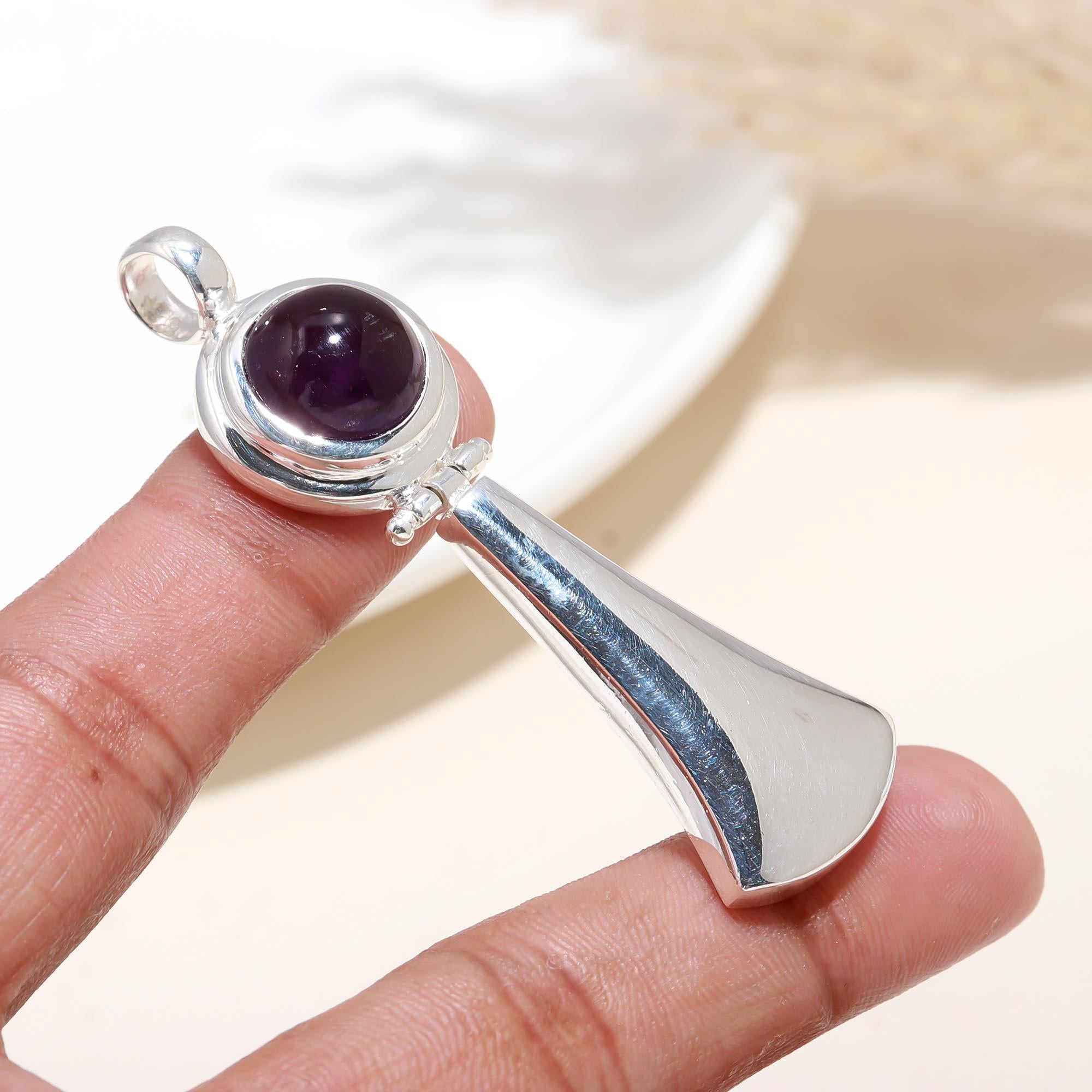 The Kinetic Violet: Round Amethyst Articulated Drop Pendant