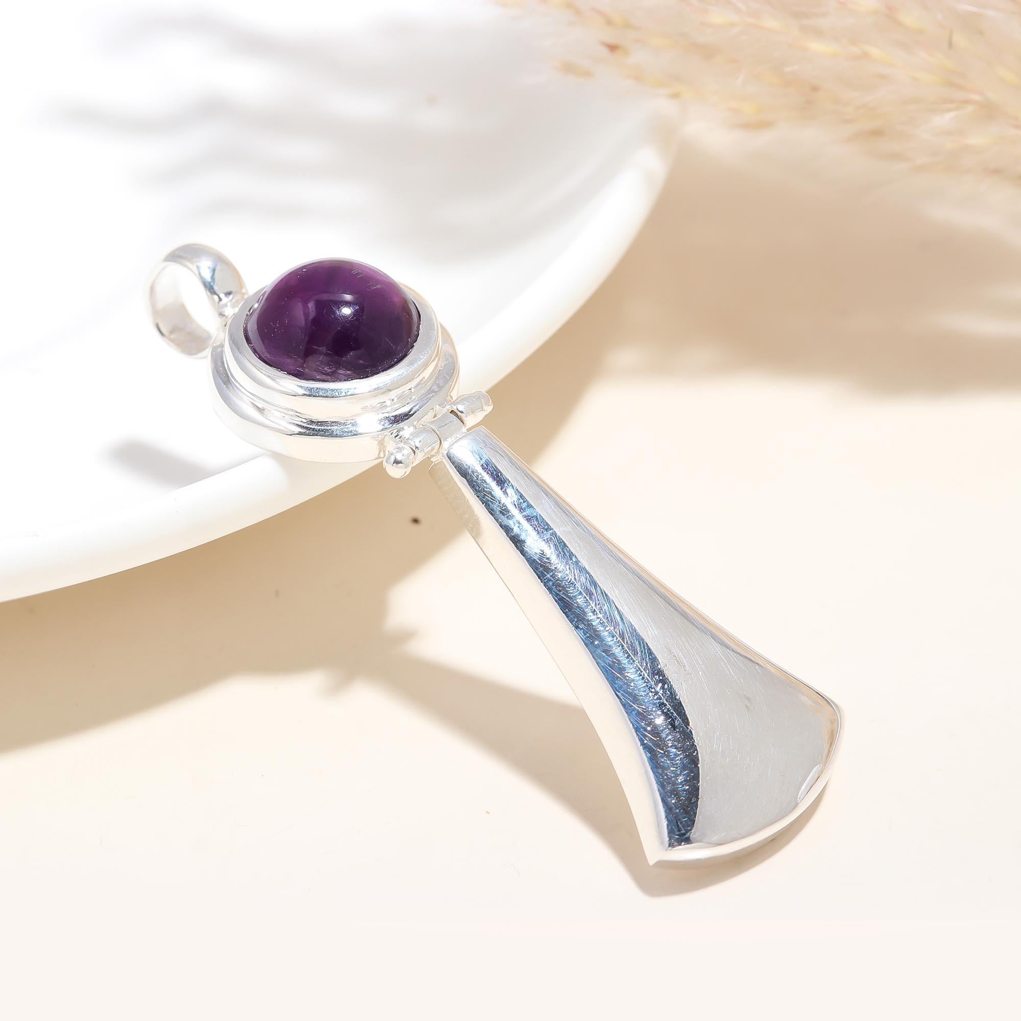 The Kinetic Violet: Round Amethyst Articulated Drop Pendant