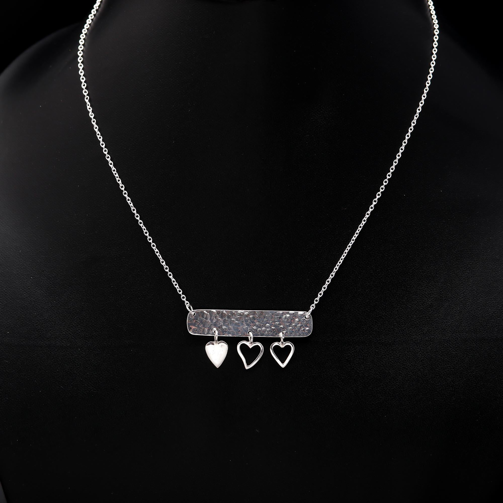 925 Silver Hammered Bar Necklace