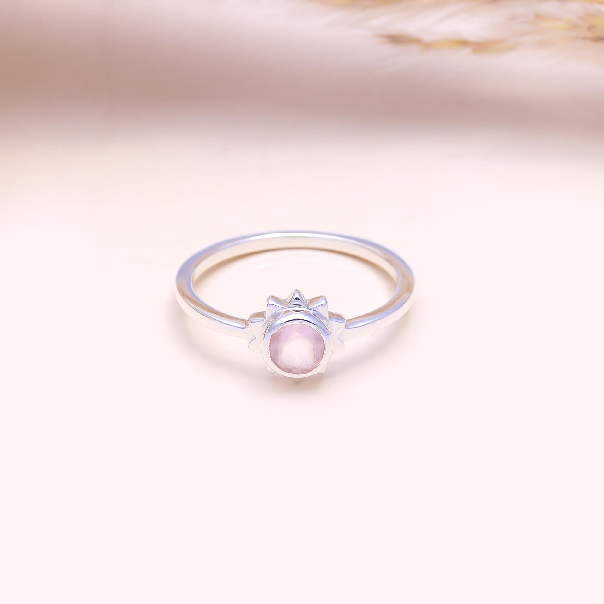 The Pink Sun Ring: Rose Quartz Sun-Setting Ring