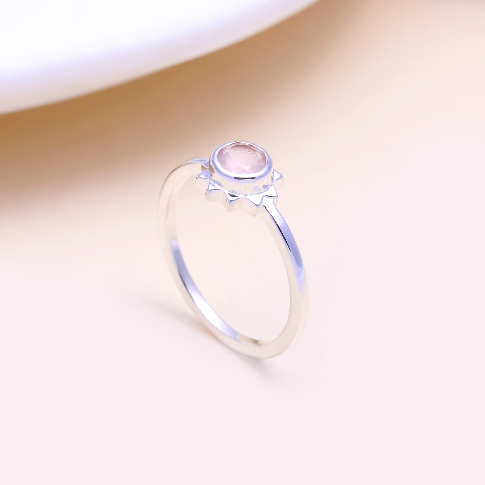 The Pink Sun Ring: Rose Quartz Sun-Setting Ring